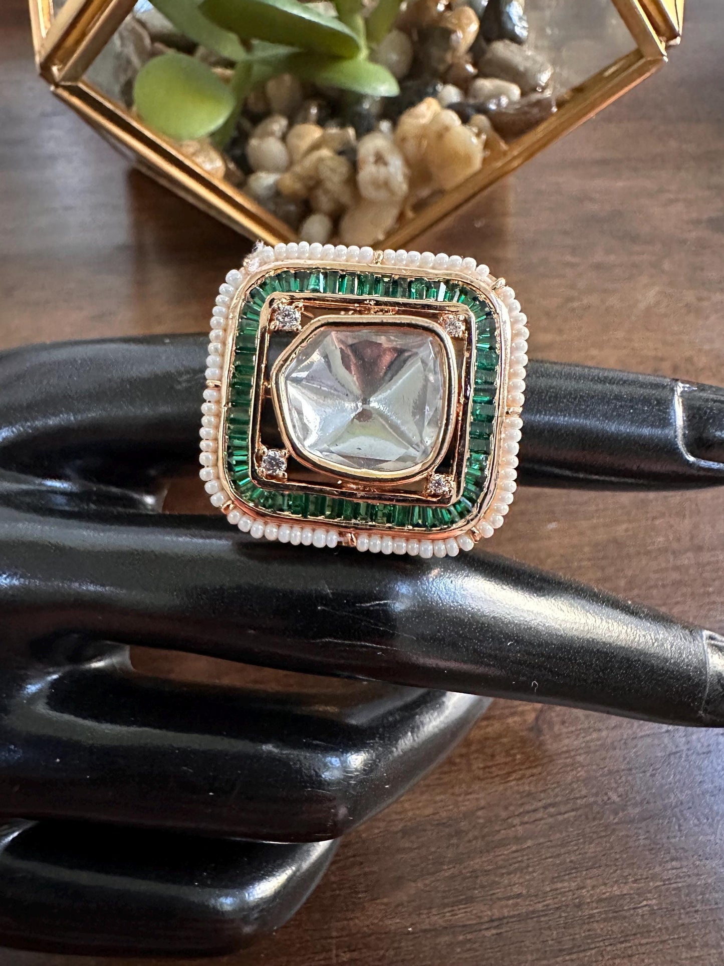 Adjustable finger rings Cubic Zirconia american diamonds kundan polki trendy