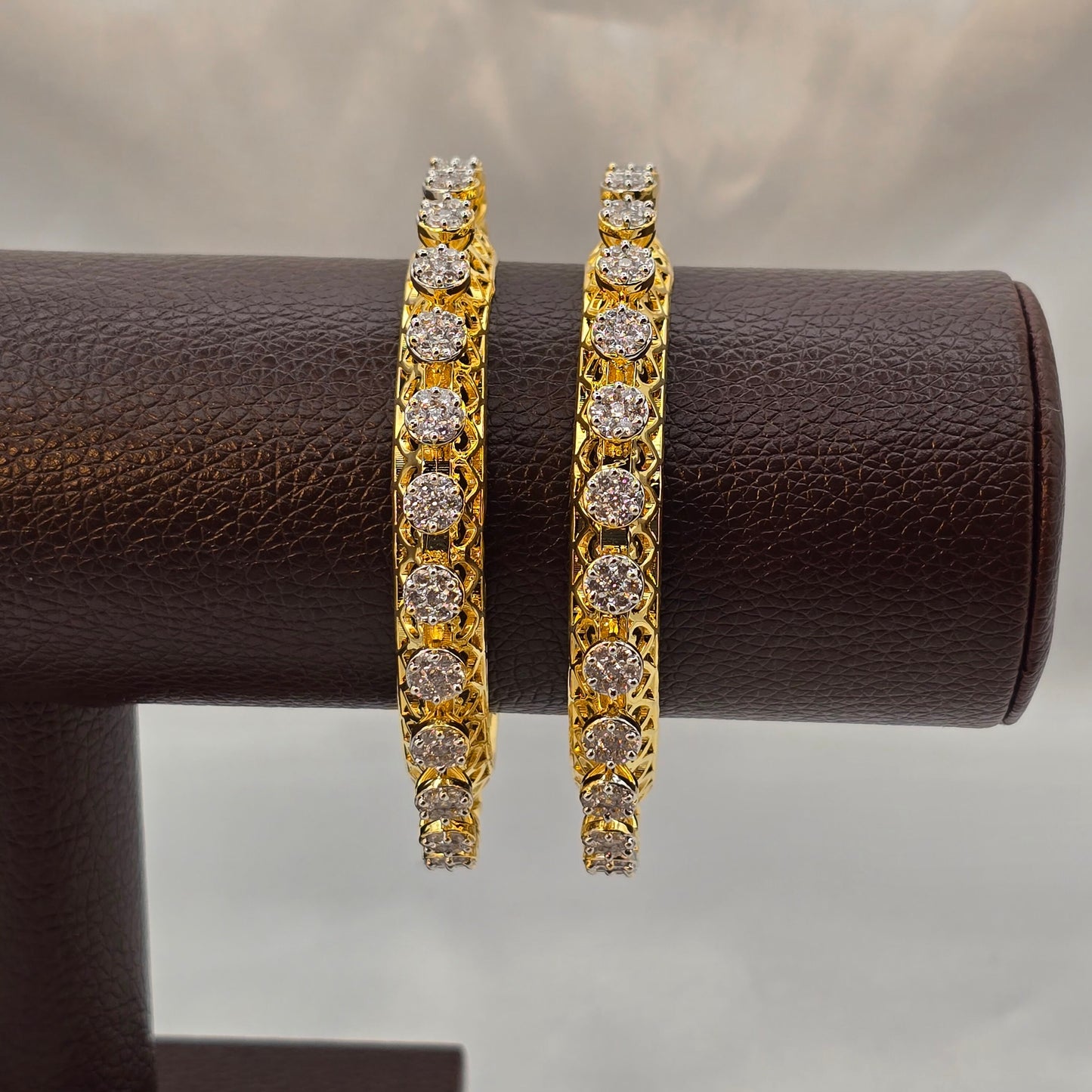 2.2/2.4/2.6/2.8 American diamond bangles set cubic zirconia gold