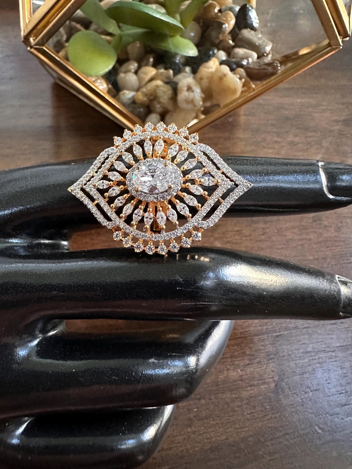 Adjustable finger rings Cubic Zirconia american diamonds kundan polki trendy