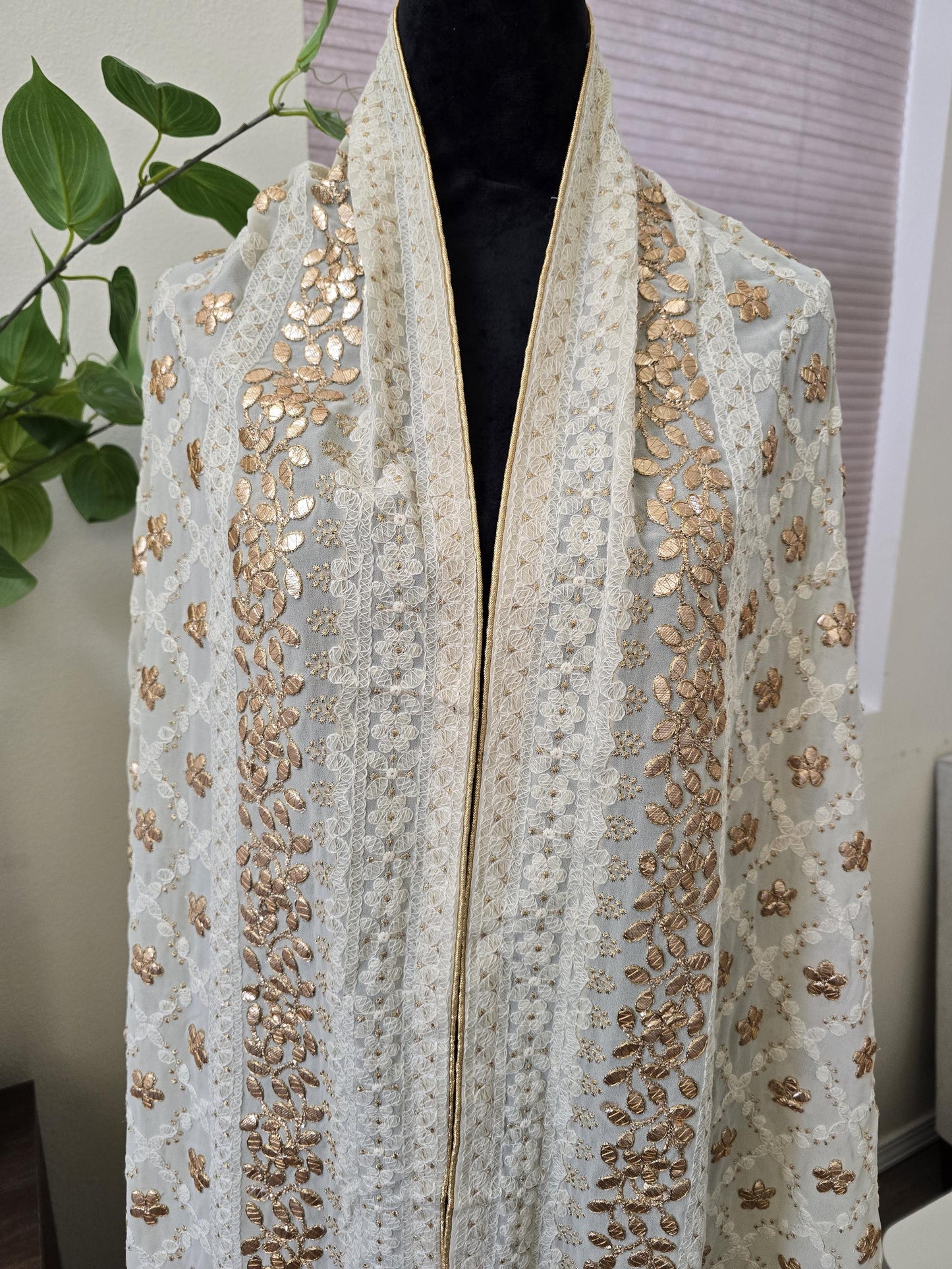 Georgette Lucknowi Work dupatta with Gotta Patti Work trendy elegant classy stole shawl