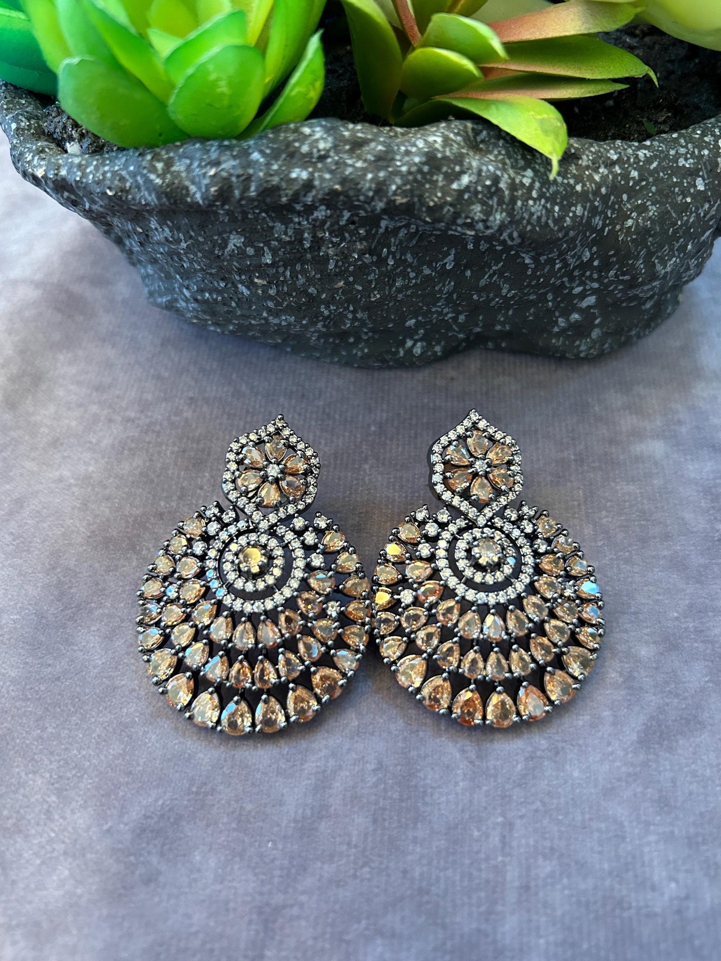 American Diamond Classic Earring With Victorian polished
