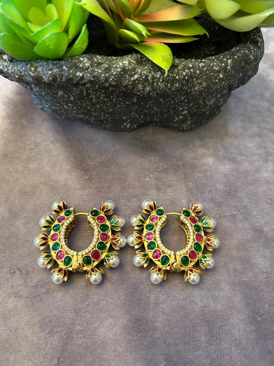 Pearl earrings with Jadau premium quality available in various color options instagram viral trending earrings