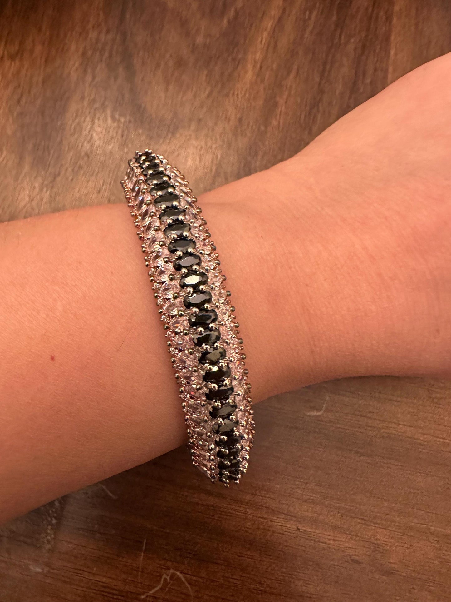 American diamonds kada bracelet silver polished