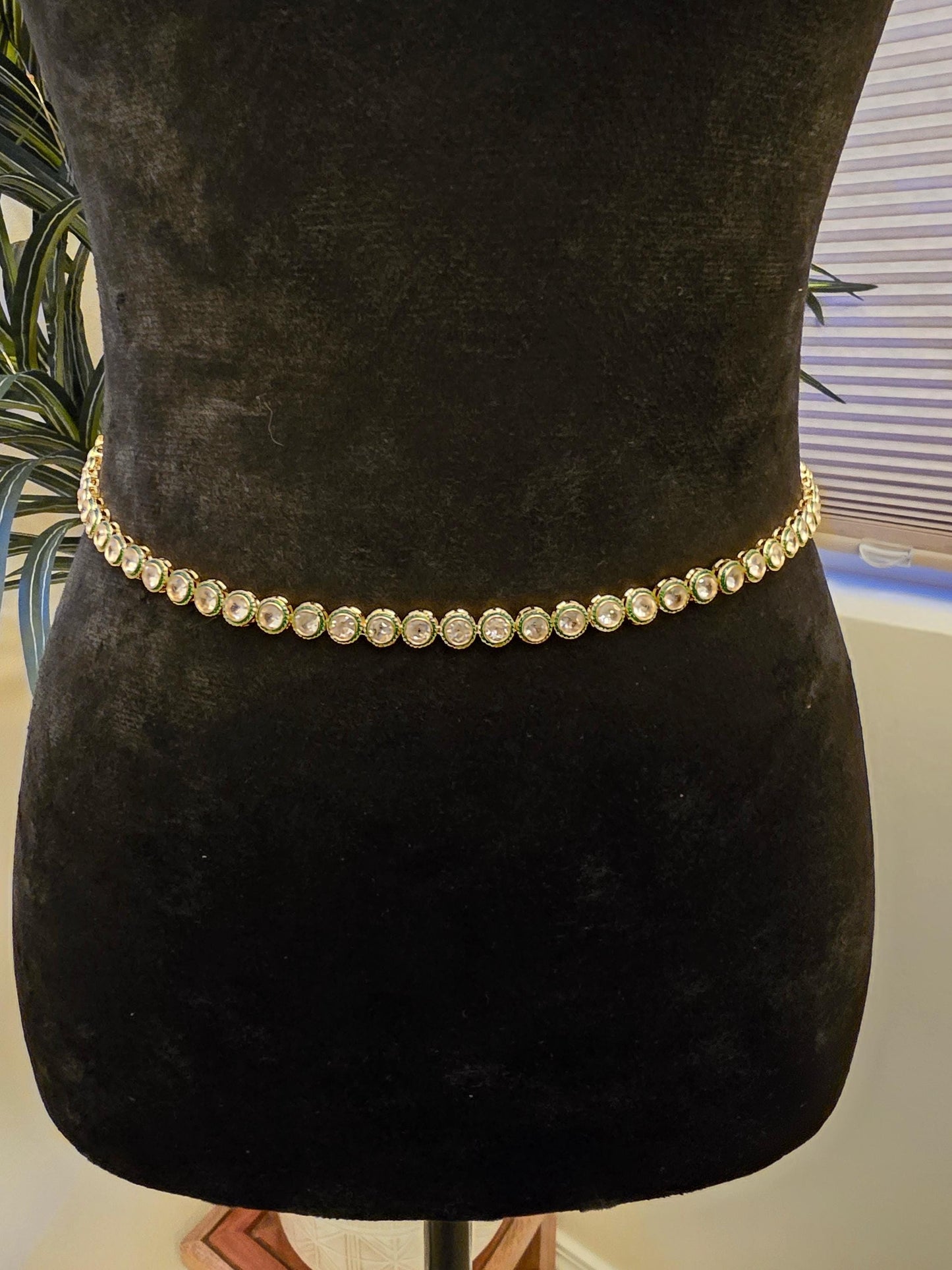 Gold n stones chain belt waist accessory kamarpatta