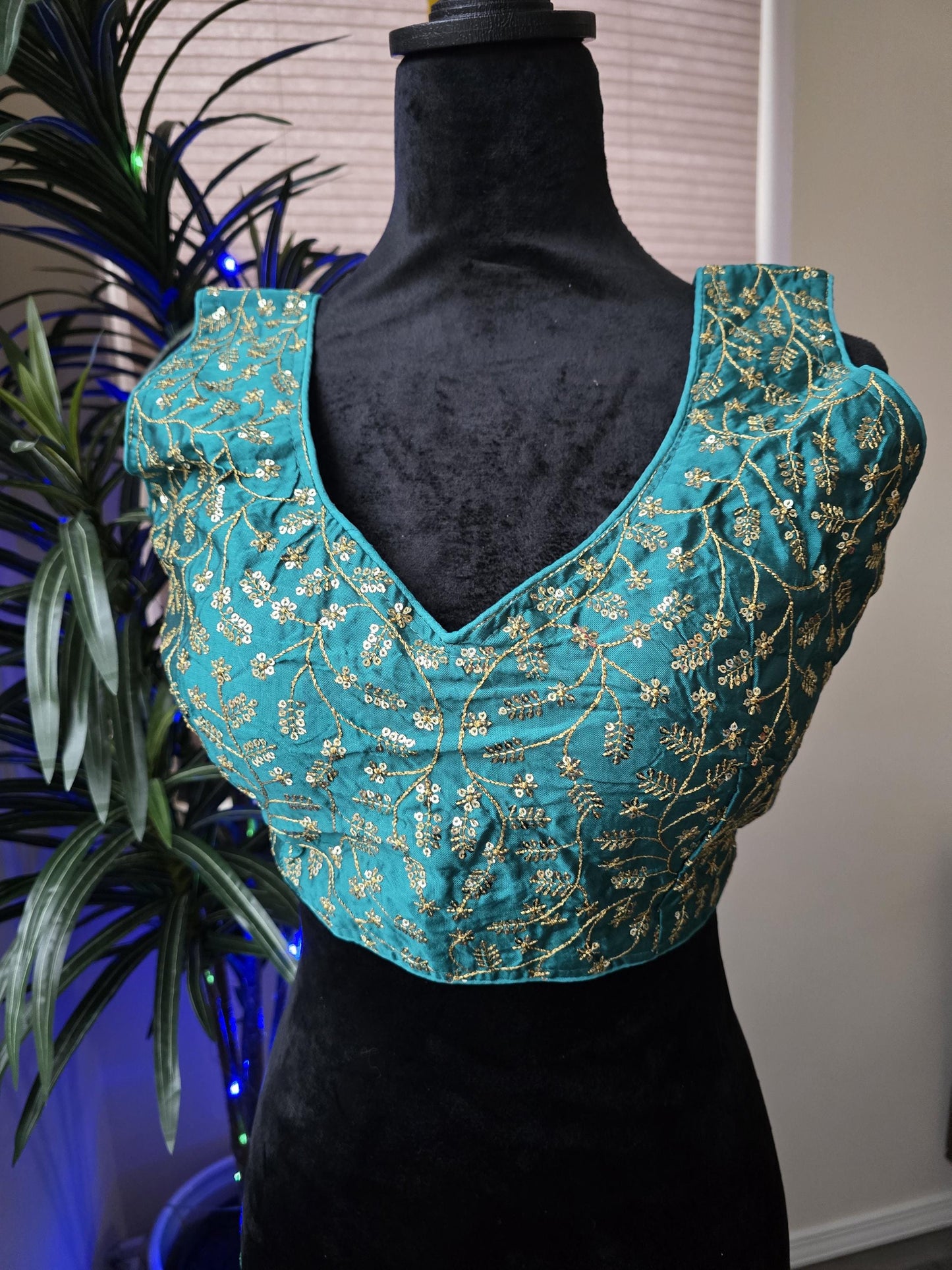 Phantom Silk Plain Party Wear Blouse Sleeveless with sequin work Alia Bhatt style comes with sleeves separately