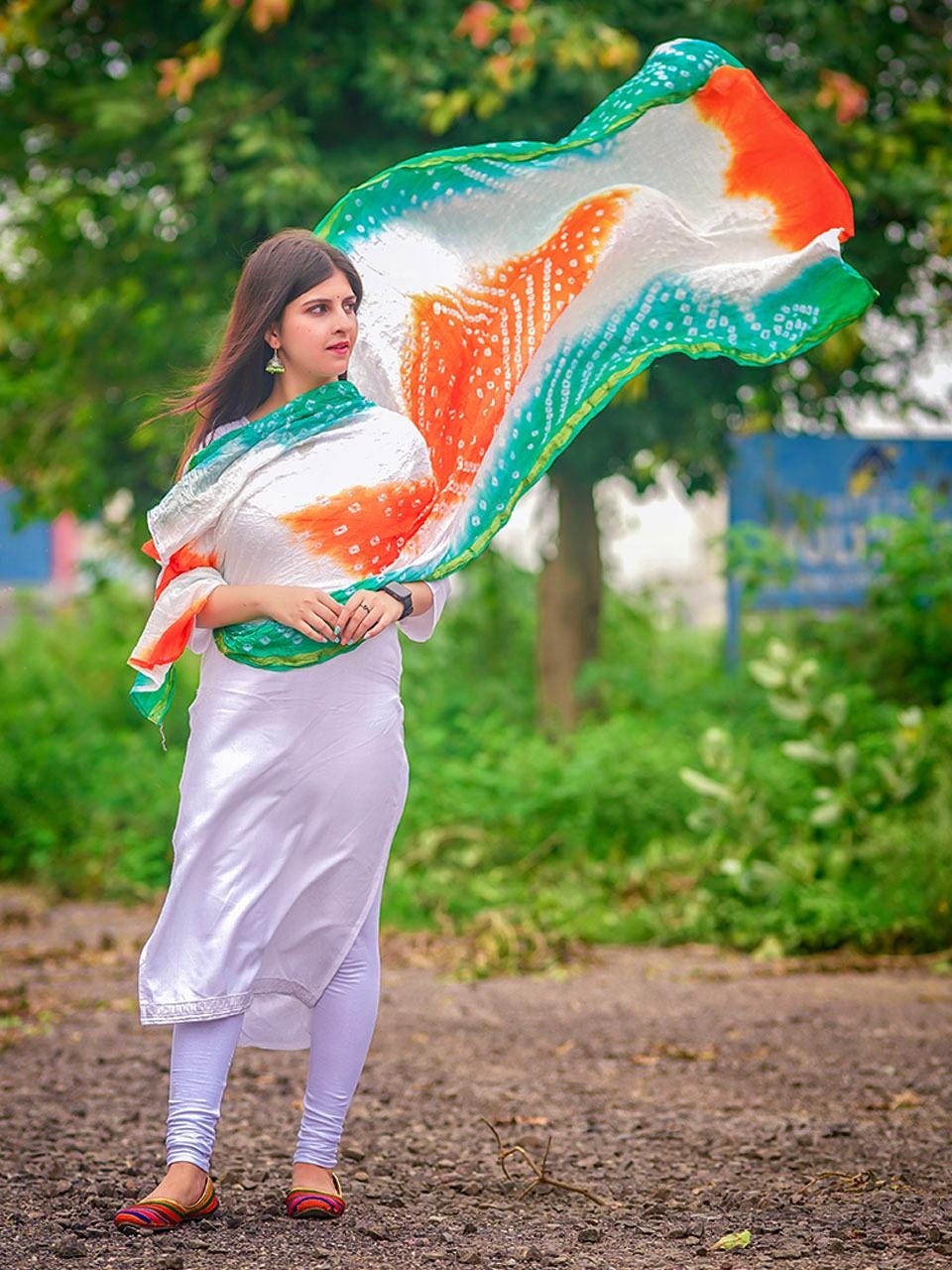 Republic Day/Independence Day Tiranga Tri Colour Bandhini Silk Dupatta Unisex
