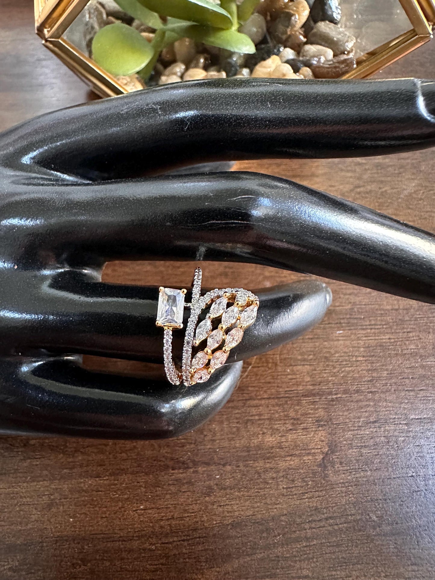 Adjustable finger rings Cubic Zirconia american diamonds kundan polki trendy