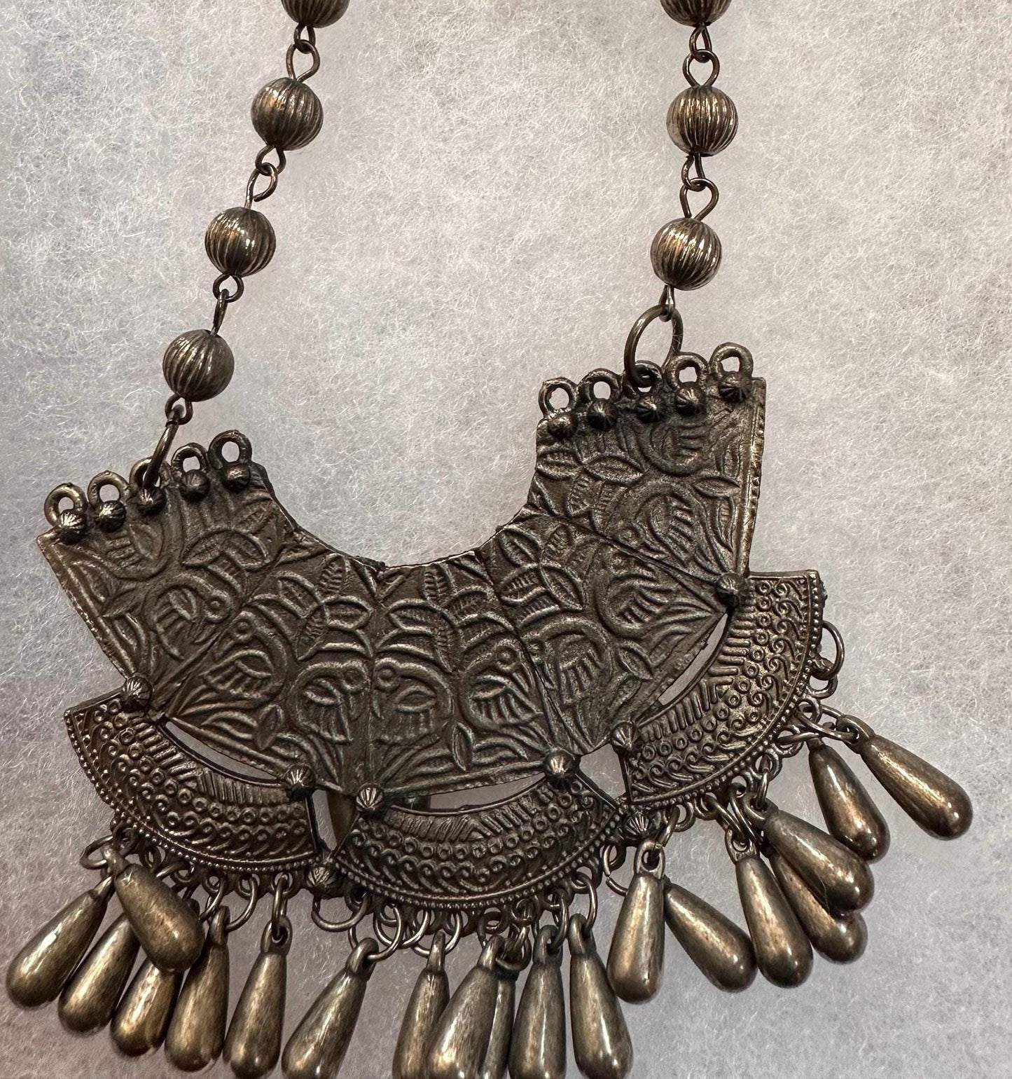 Oxidized necklace set silver long necklace