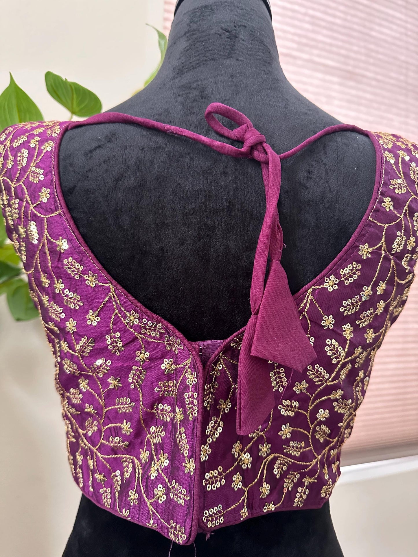 Phantom Silk Plain Party Wear Blouse Sleeveless with sequin work Alia Bhatt style comes with sleeves separately