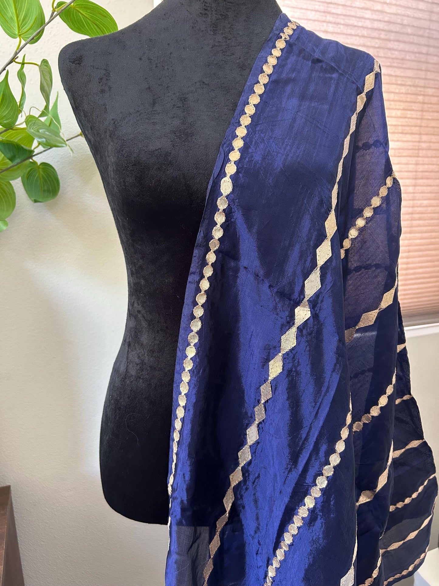 Raw silk Dupatta Stole with Gotta Patti Work and danglers