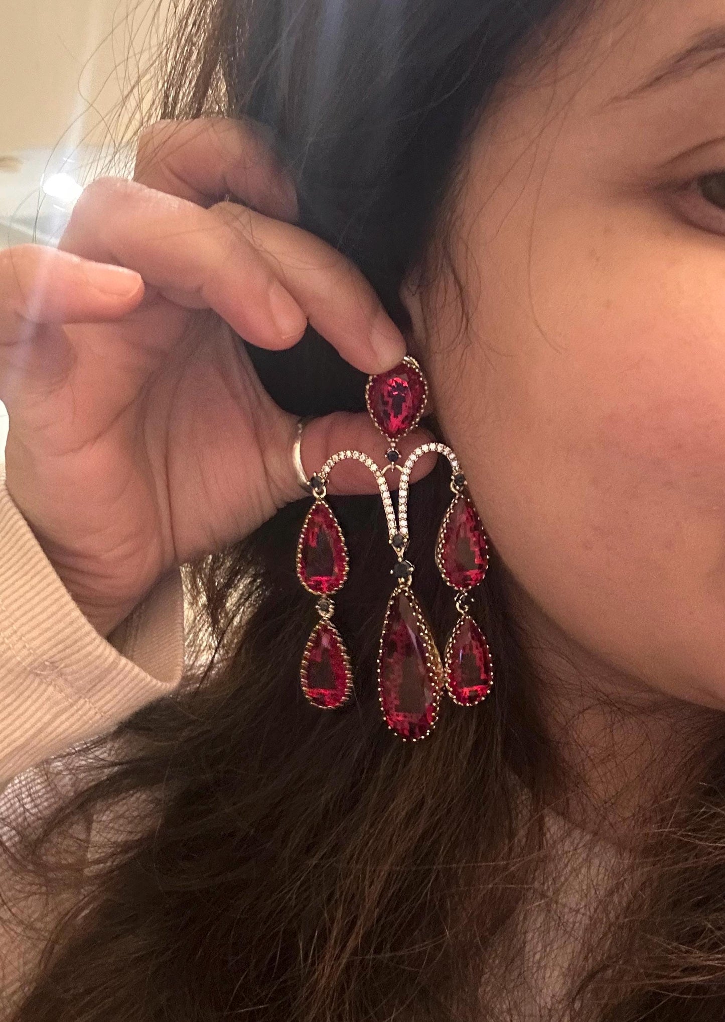 American diamonds chunky earrings trendy premium quality chandelier