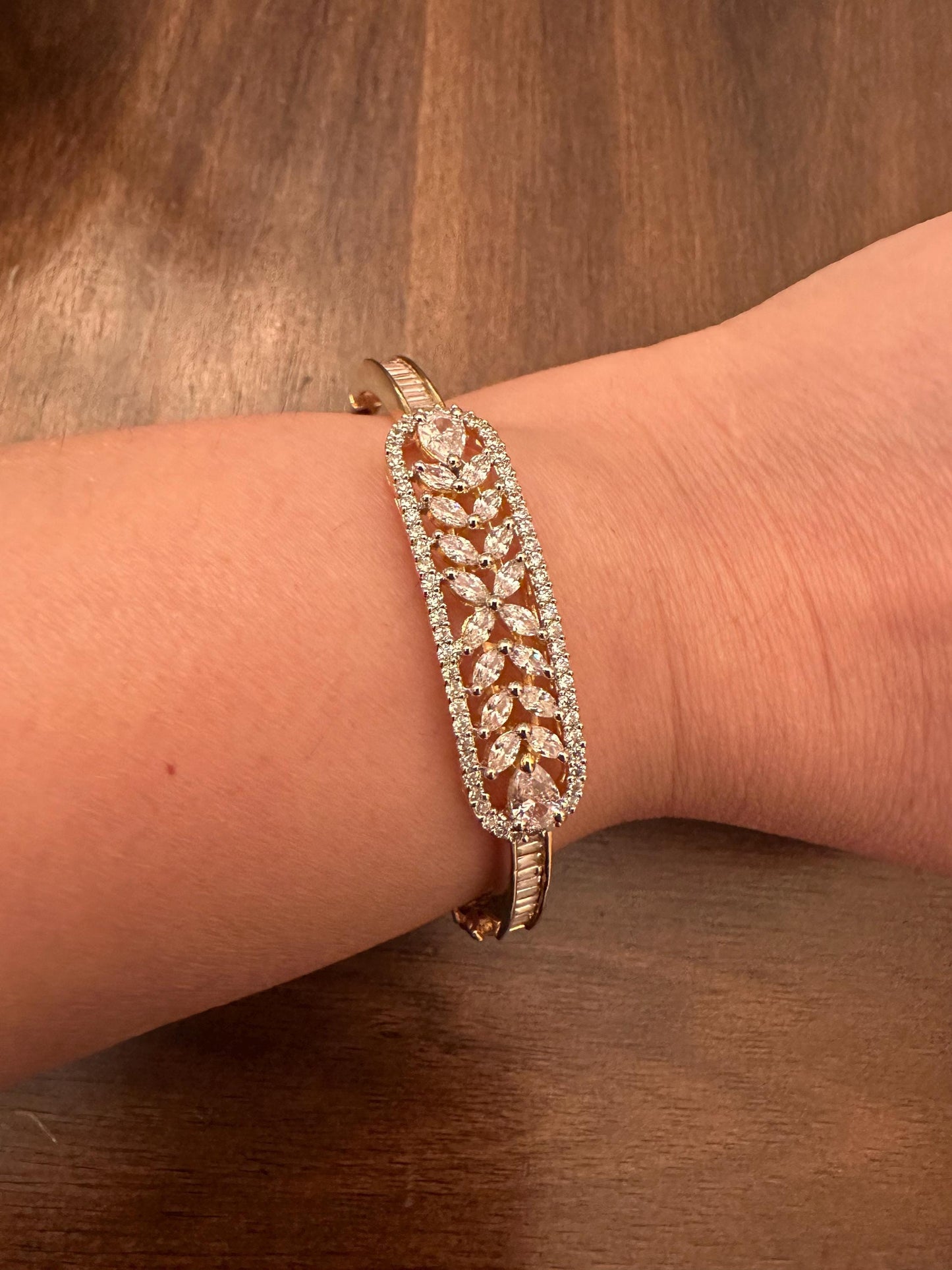 American diamonds kada bracelet silver gold or two tone polished