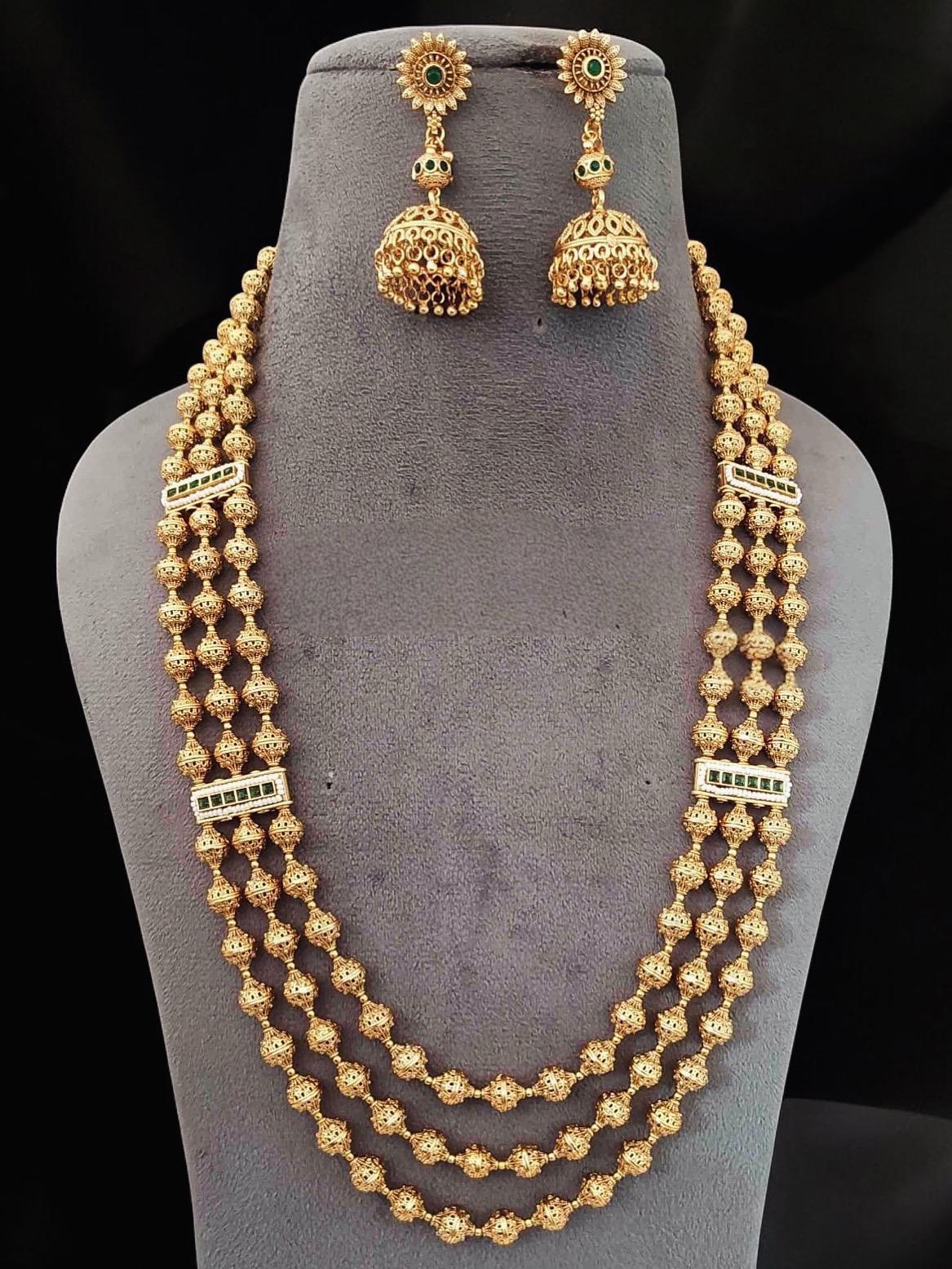 Jadau Long premium necklace with antique gold finished