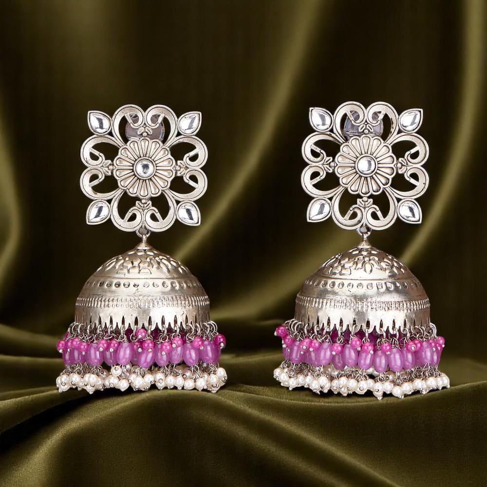Big trendy lightweight oxidized jhumkas earrings