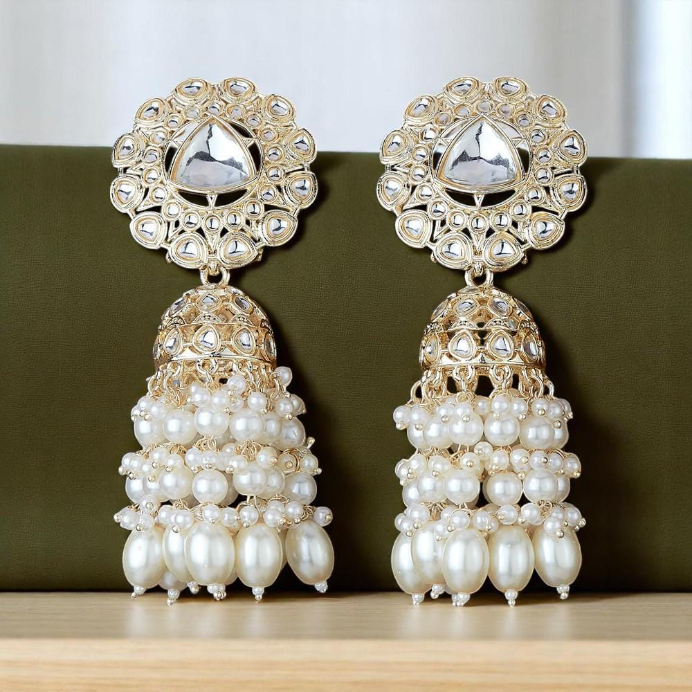 Light weight kundan earrings jhumkas