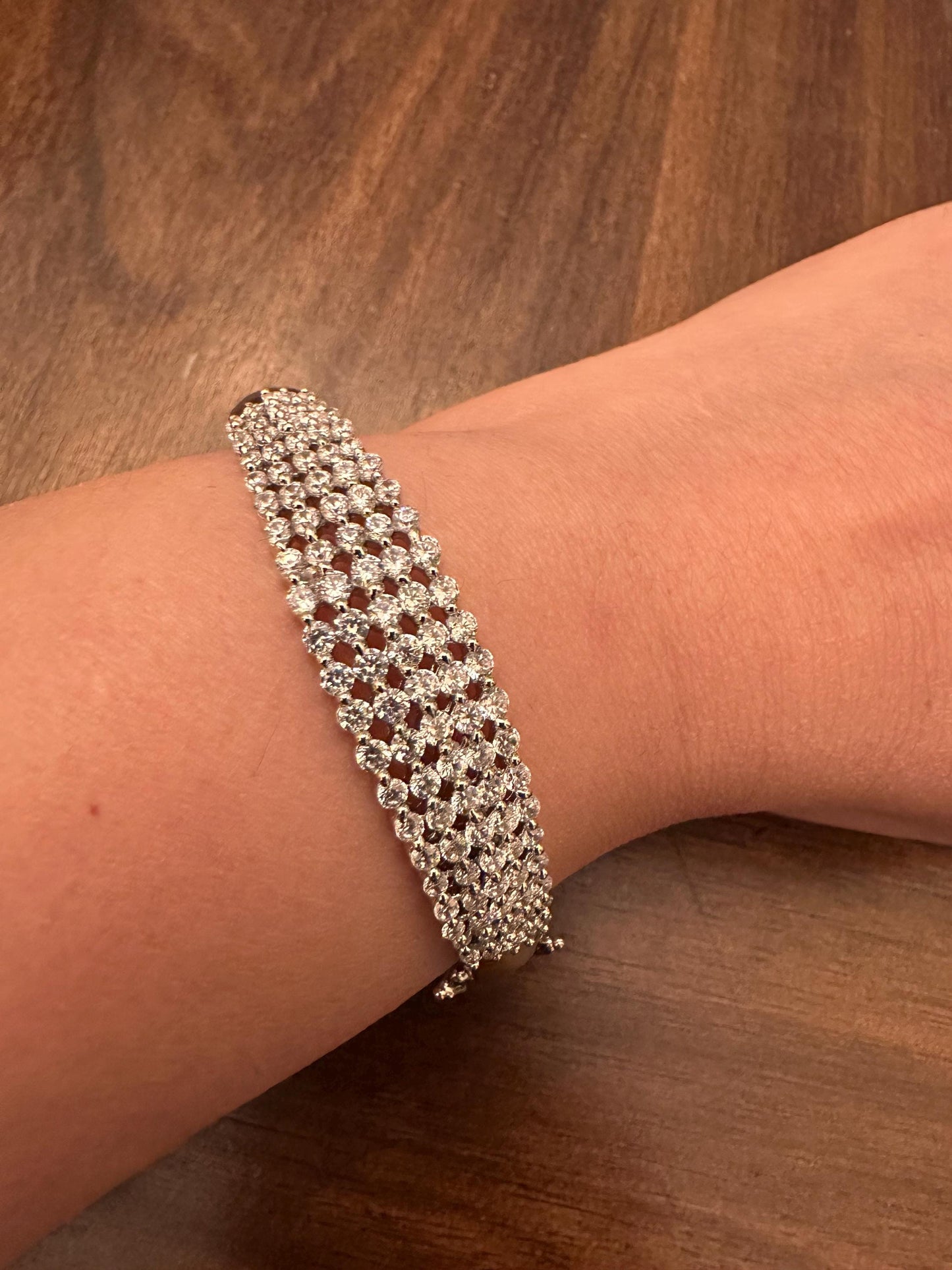 American diamonds and Kundan kada bracelet silver gold polished