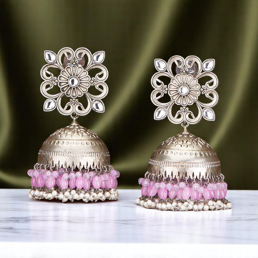 Big trendy lightweight oxidized jhumkas earrings