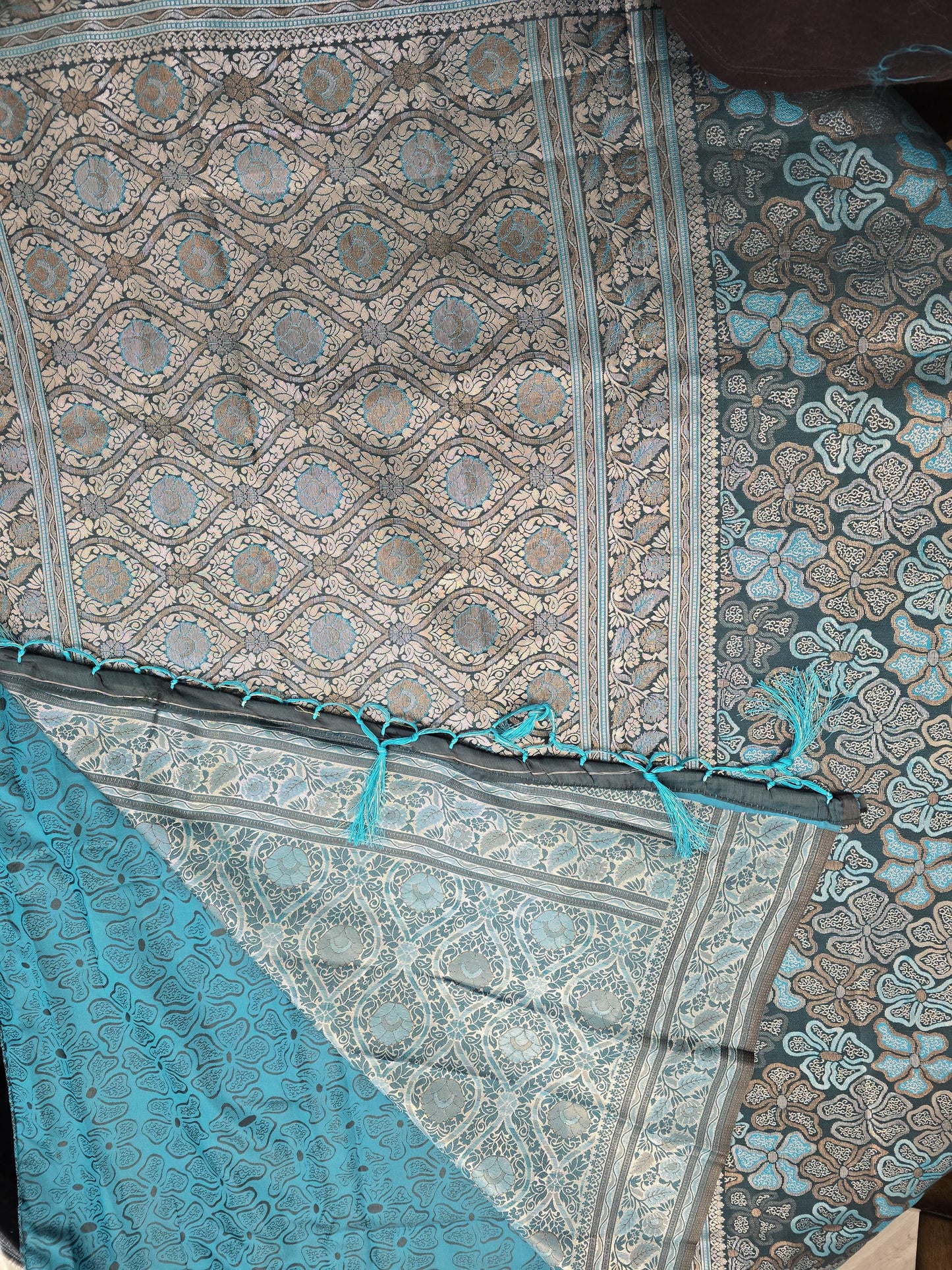 Sattin Silk Green Festival Wear Weaving Saree