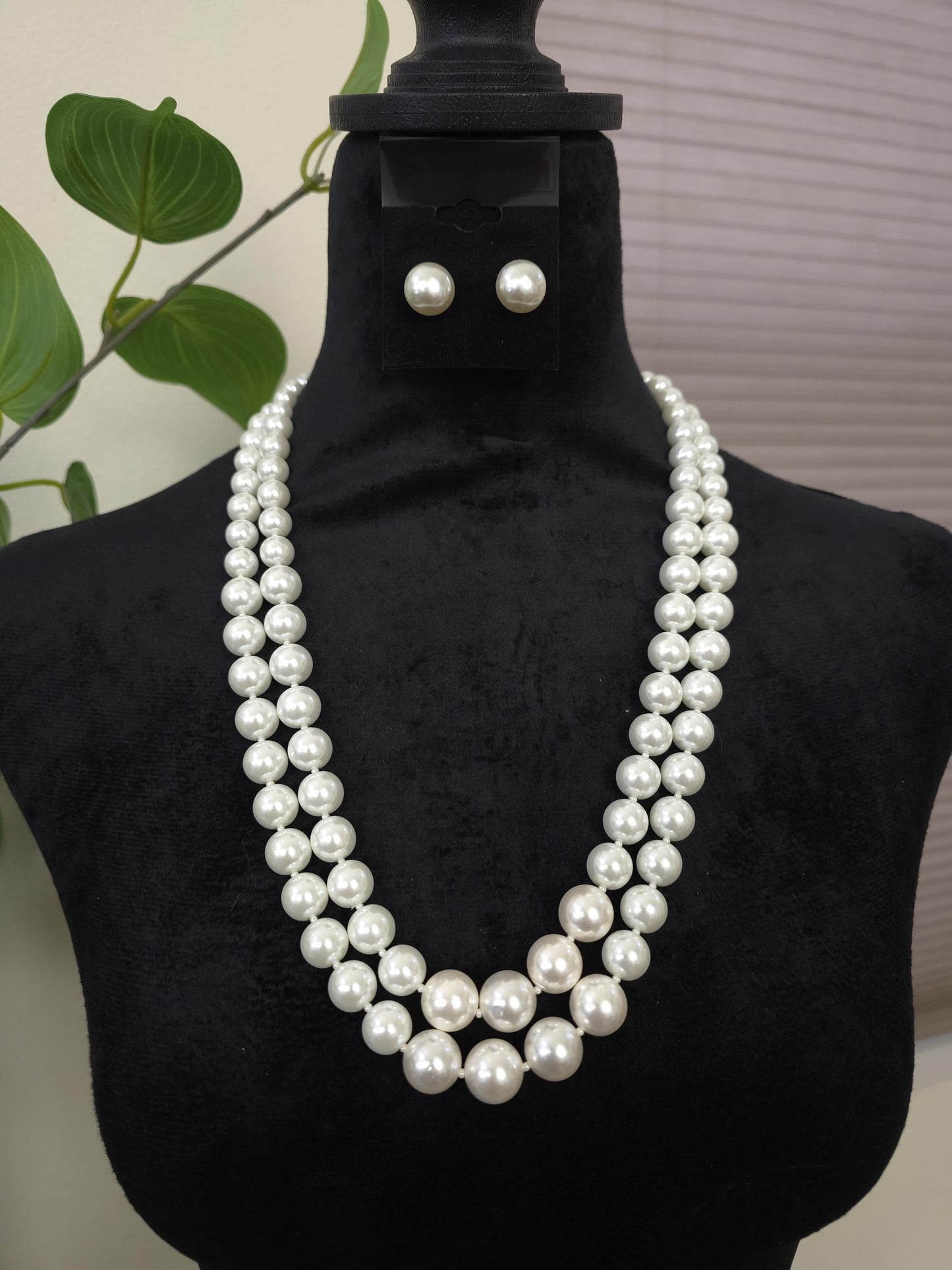 Nita Ambani inspired Long layered Pearl necklace set 2 layers