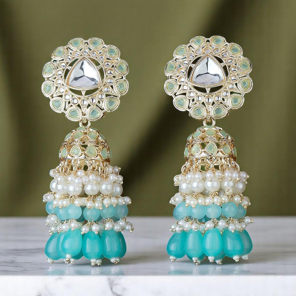 Light weight kundan earrings jhumkas