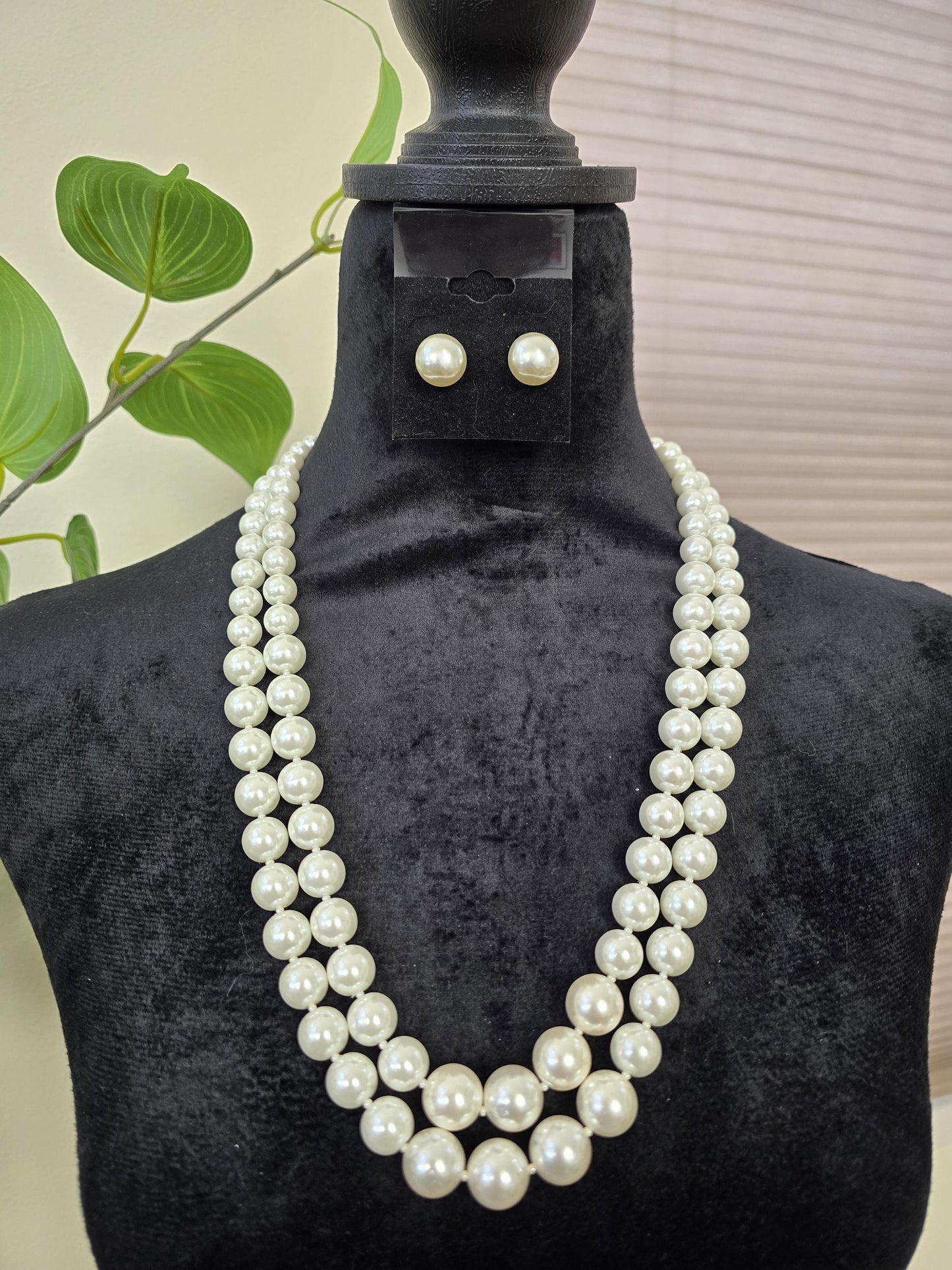 Nita Ambani inspired Long layered Pearl necklace set 2 layers
