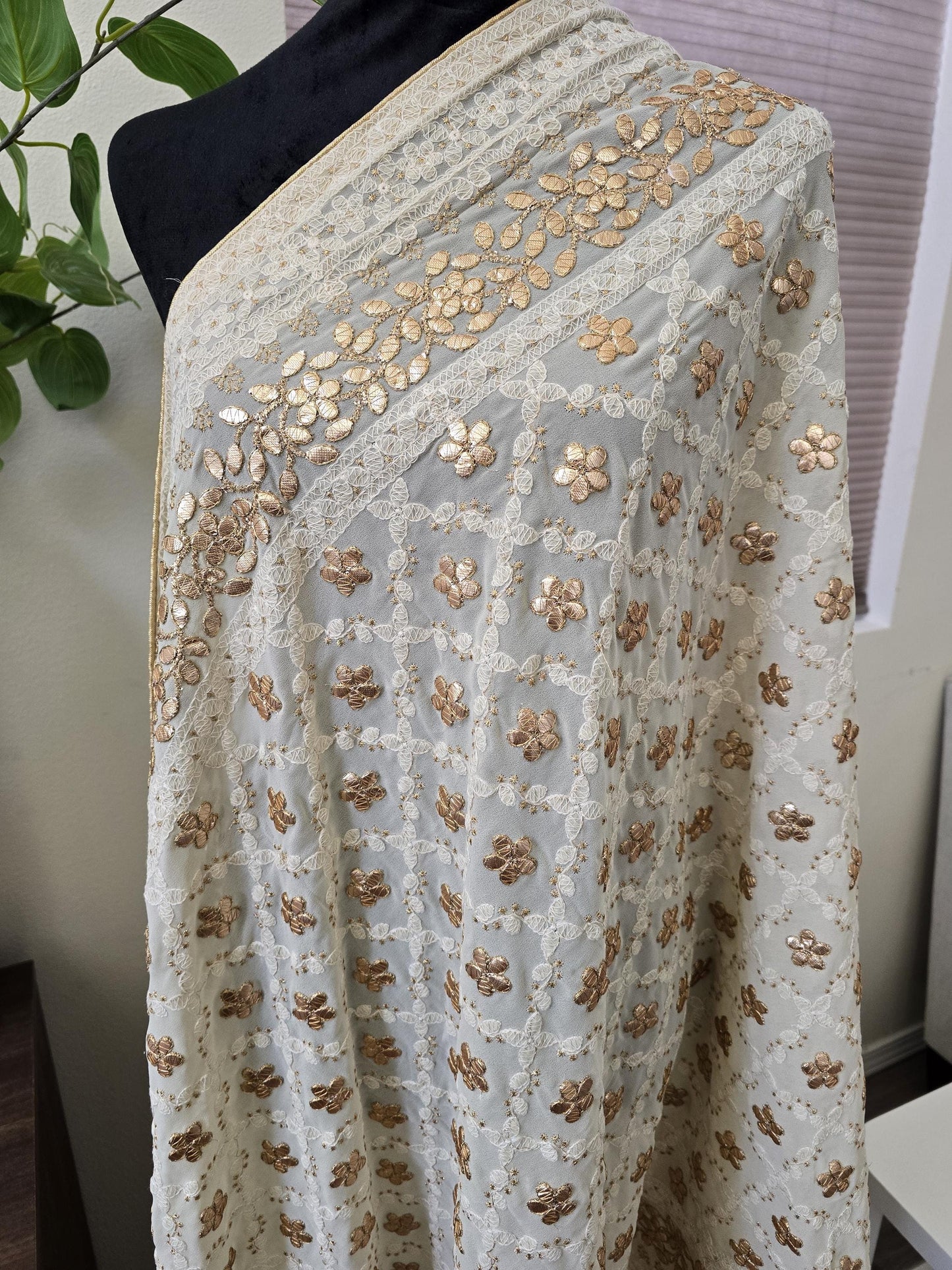 Georgette Lucknowi Work dupatta with Gotta Patti Work trendy elegant classy stole shawl