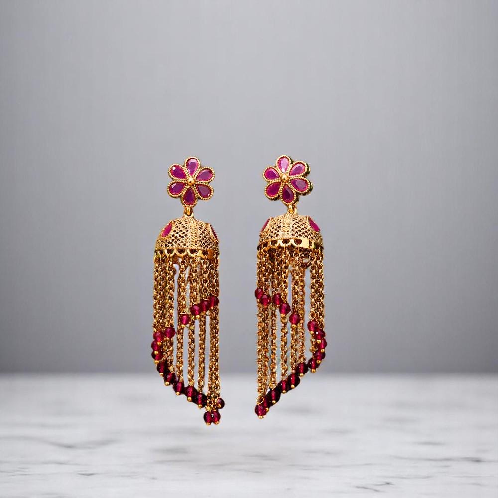 Jhumka earrings small light weight delicate trendy gold polished