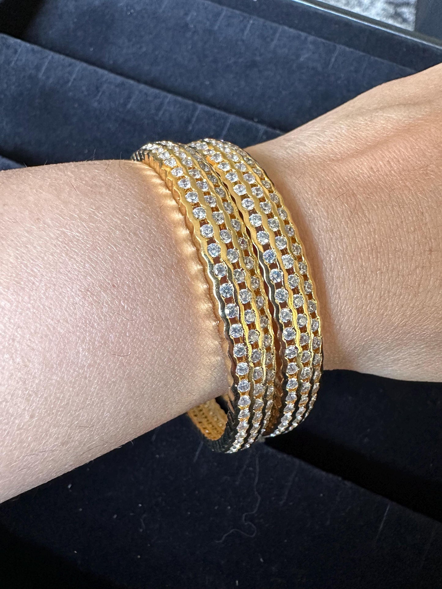 2.2 size American diamond bangle set cubic zirconia gold