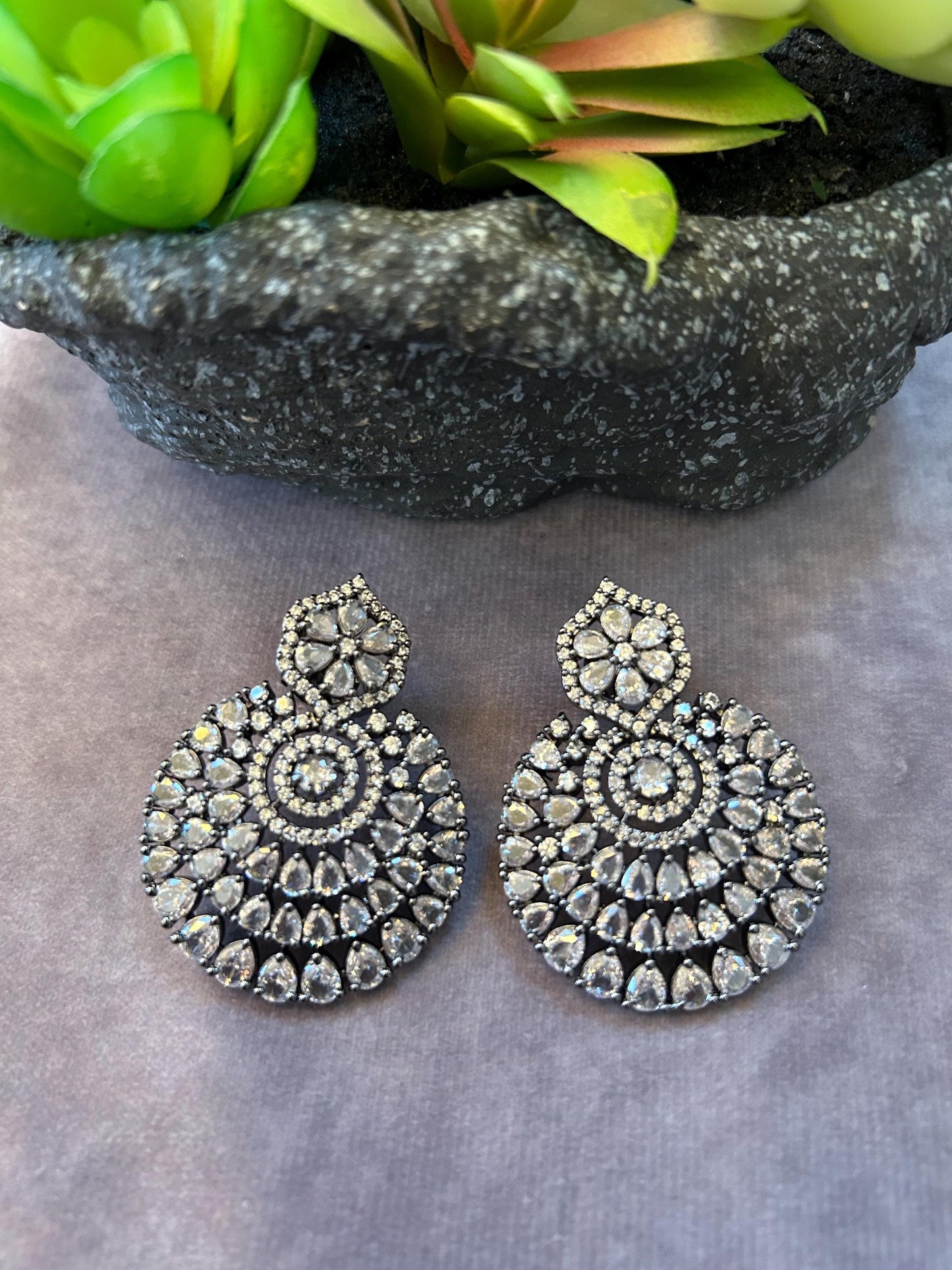 American Diamond Classic Earring With Victorian polished