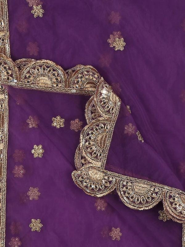 Embroidered Net Dupatta with Scallops stole