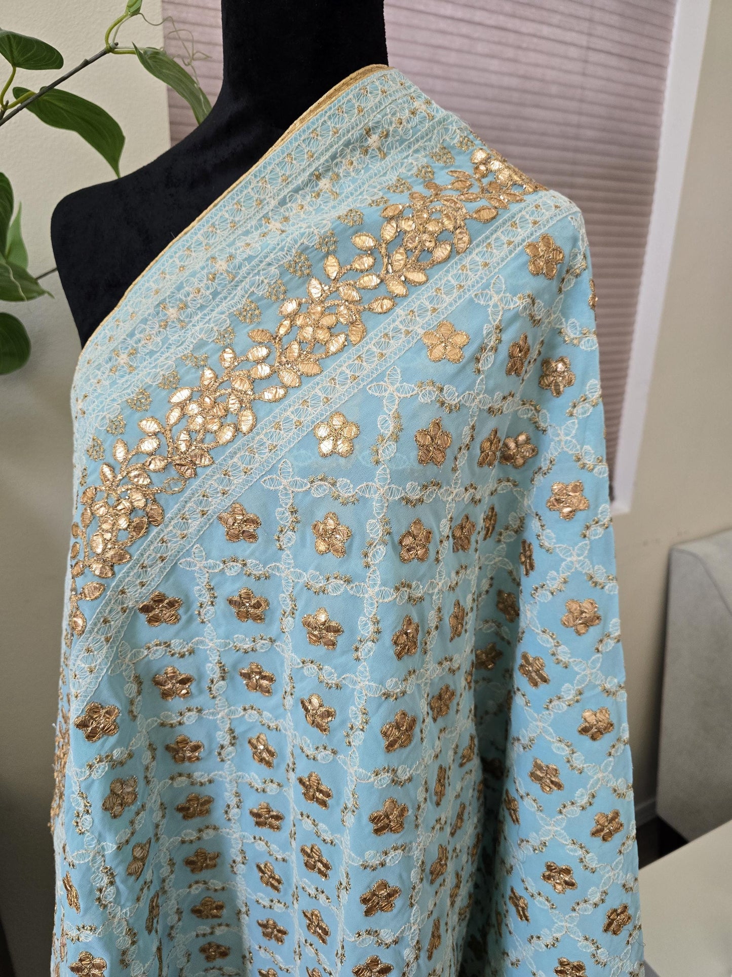 Georgette Lucknowi Work dupatta with Gotta Patti Work trendy elegant classy stole shawl