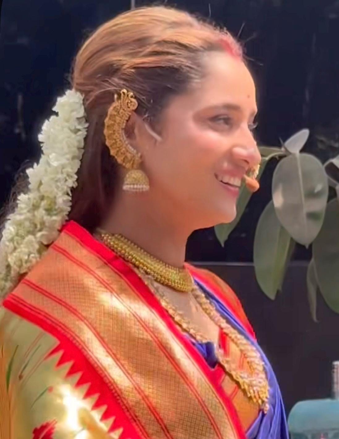 Antique finish american diamonds and jadau Jhumkas with Ear chain gold polished, kaan chain earrings trendy light weight