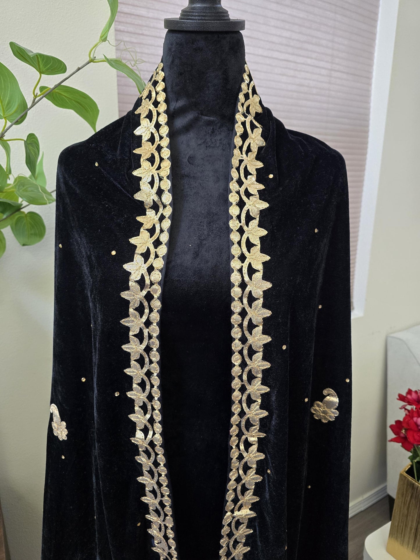 Gotta Patti Work Velvet Dupatta with danglers available in multiple colors trendy shawl stole