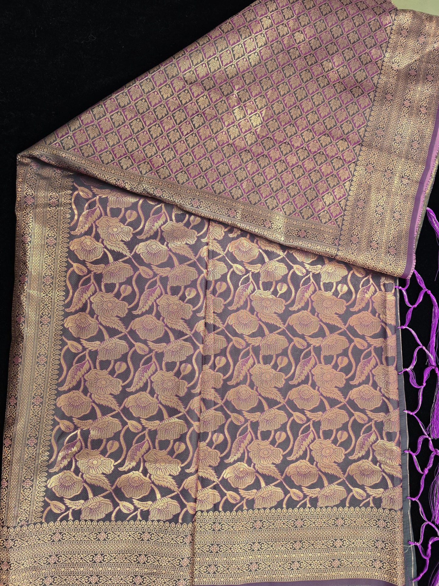 Banarasi Silk Purple Wedding Wear Weaving Saree