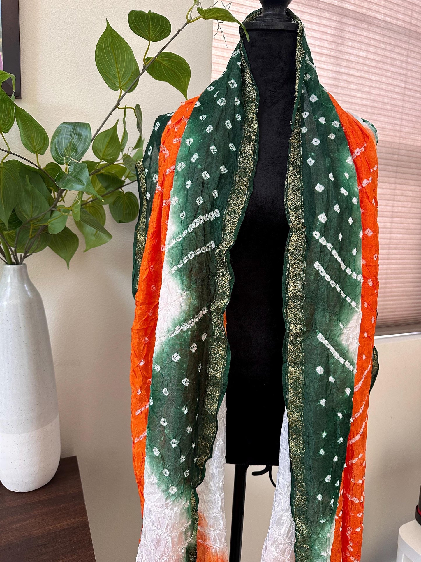 Republic Day/Independence Day Tiranga Tri Colour Bandhini Silk Dupatta Unisex