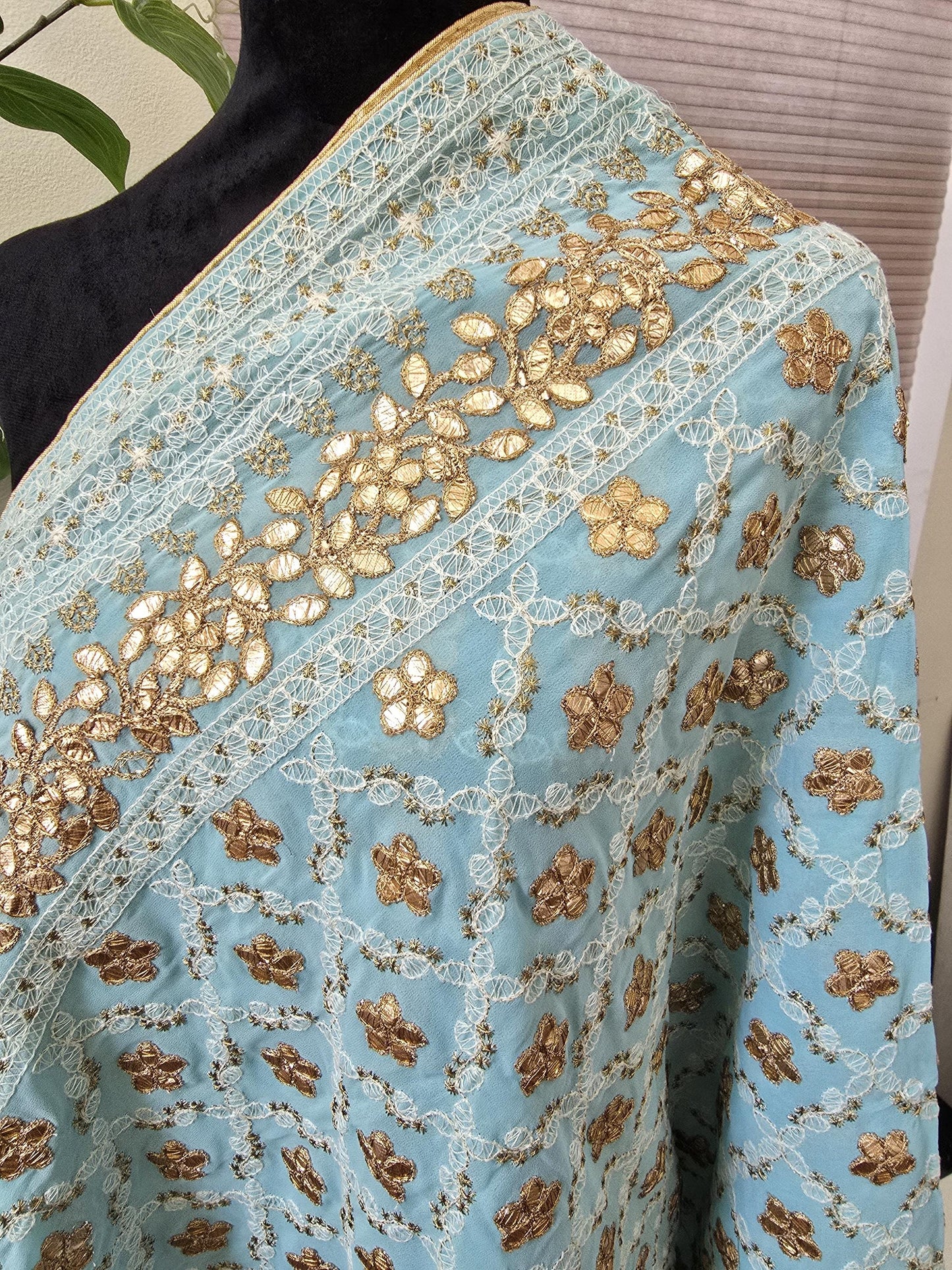Georgette Lucknowi Work dupatta with Gotta Patti Work trendy elegant classy stole shawl