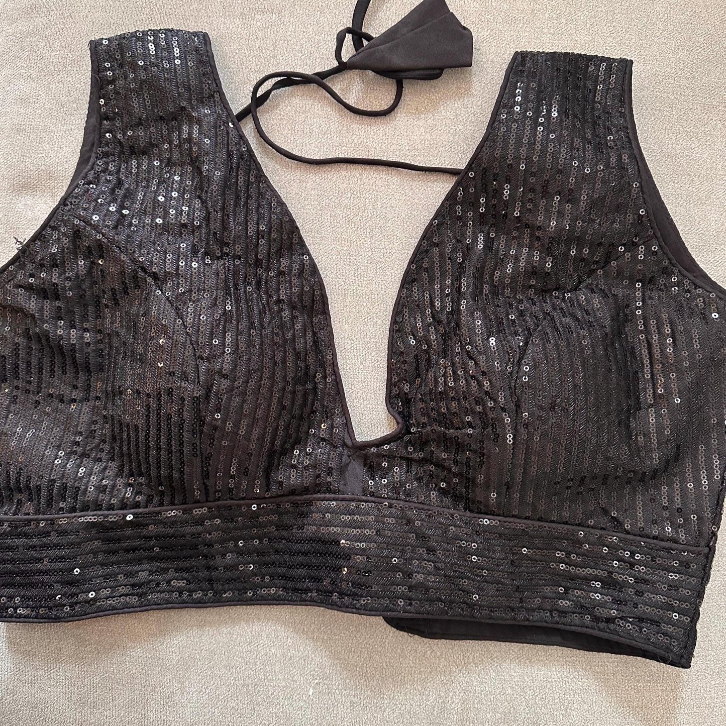 size 38 Sequin Party Wear Readymade Blouse black