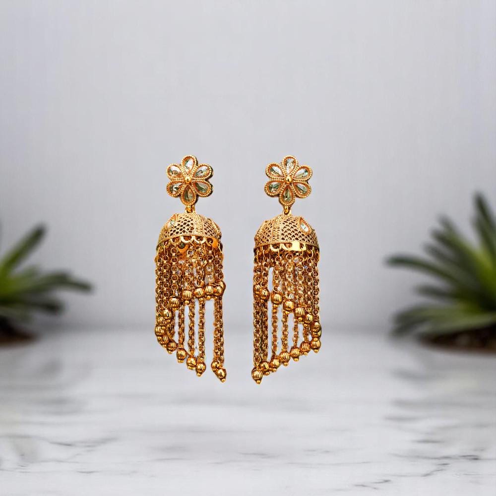 Jhumka earrings small light weight delicate trendy gold polished