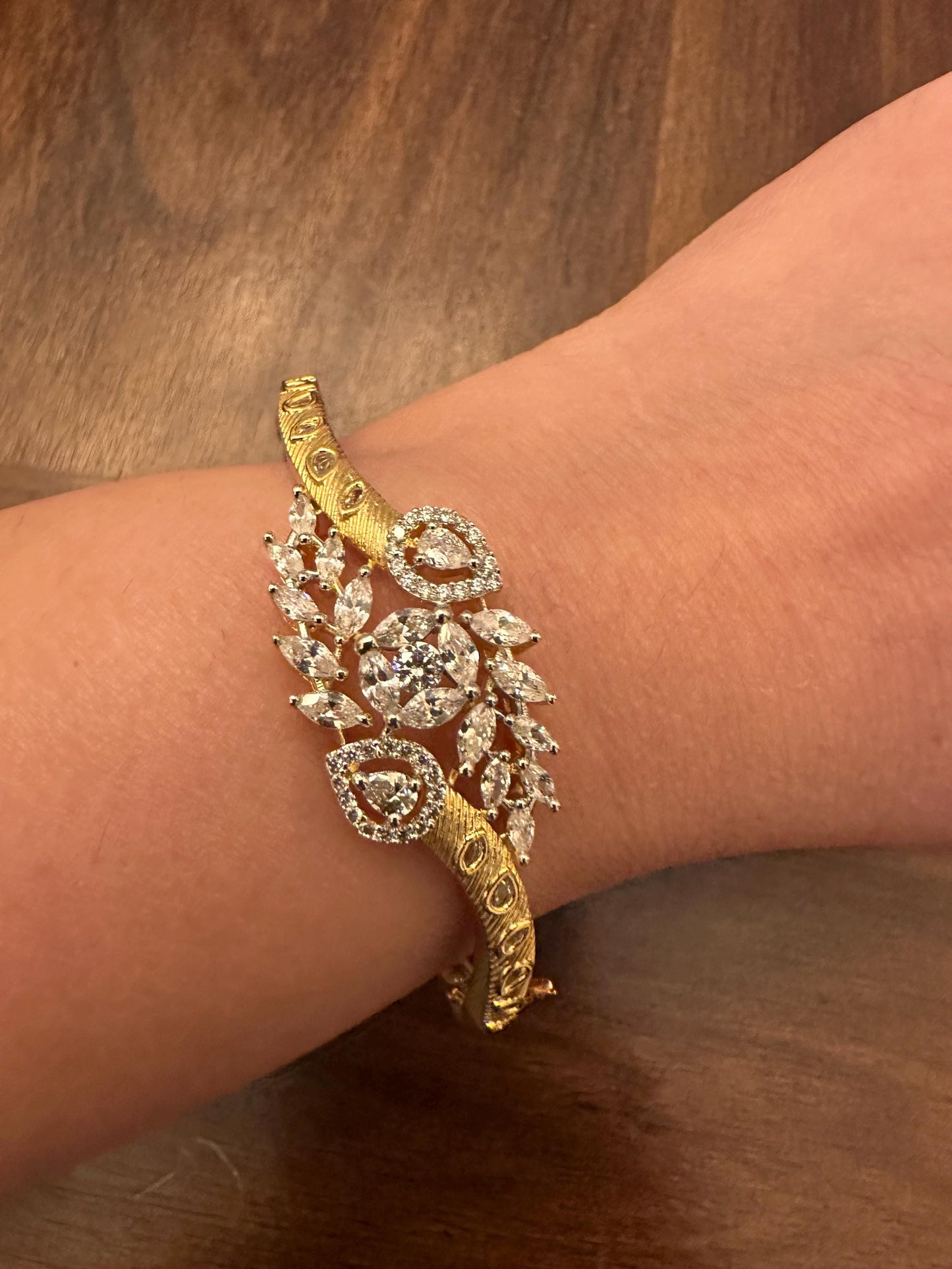 American diamonds kada bracelet silver gold or two tone polished
