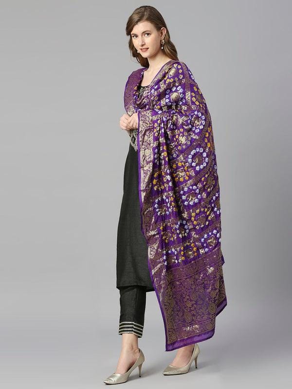 Purple Gharchola Bandhini Dupatta