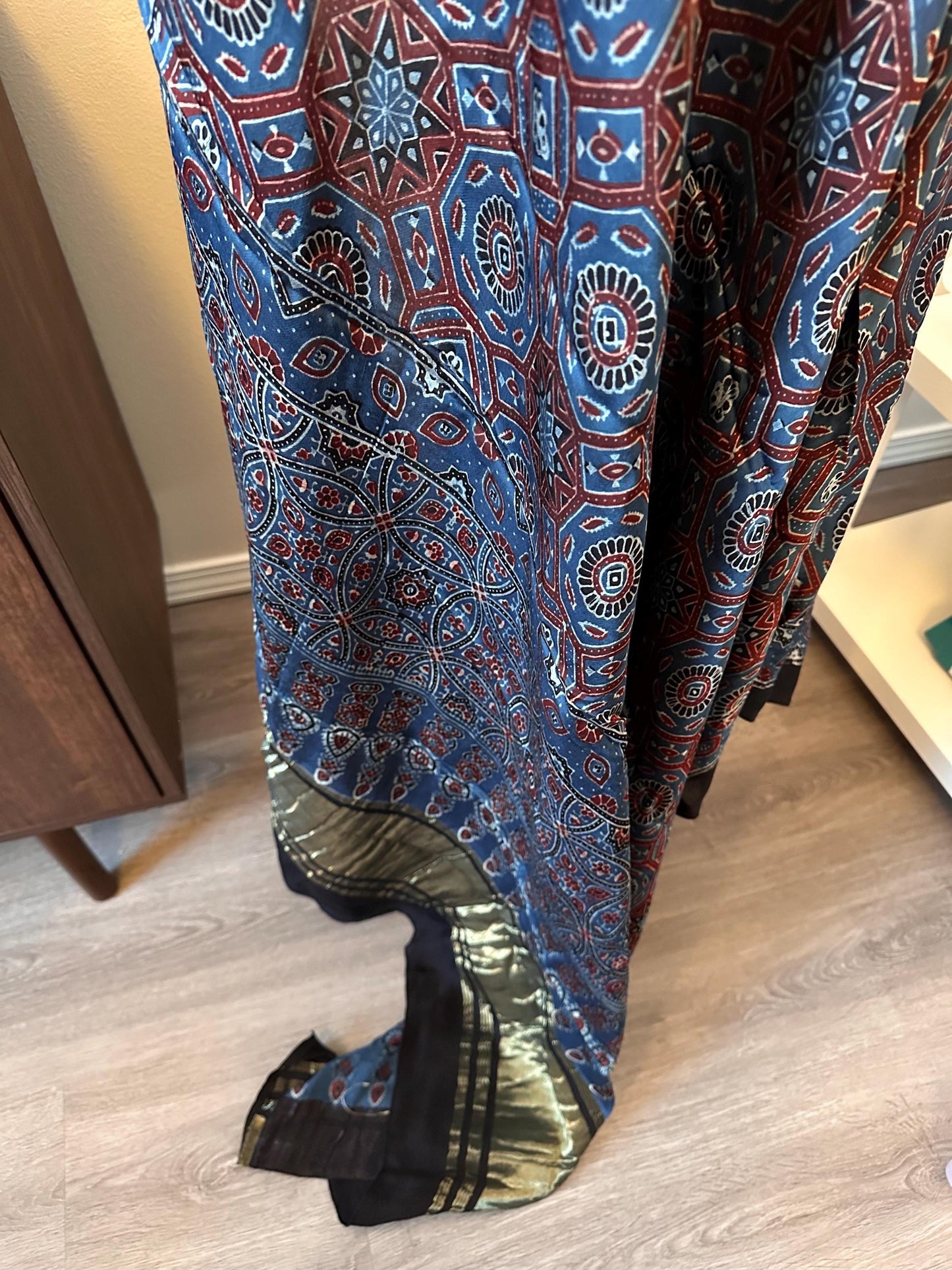 Ajrak Silk dupattas stole with gold jari work