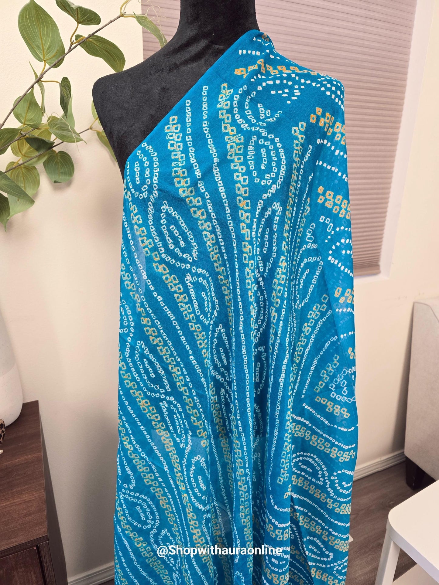 Pure Crepe delicate handmade handwork Bandhani dupatta stole