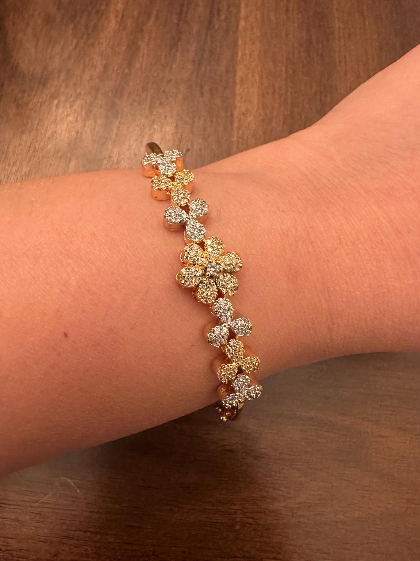 American diamonds kada bracelet silver gold or two tone polished