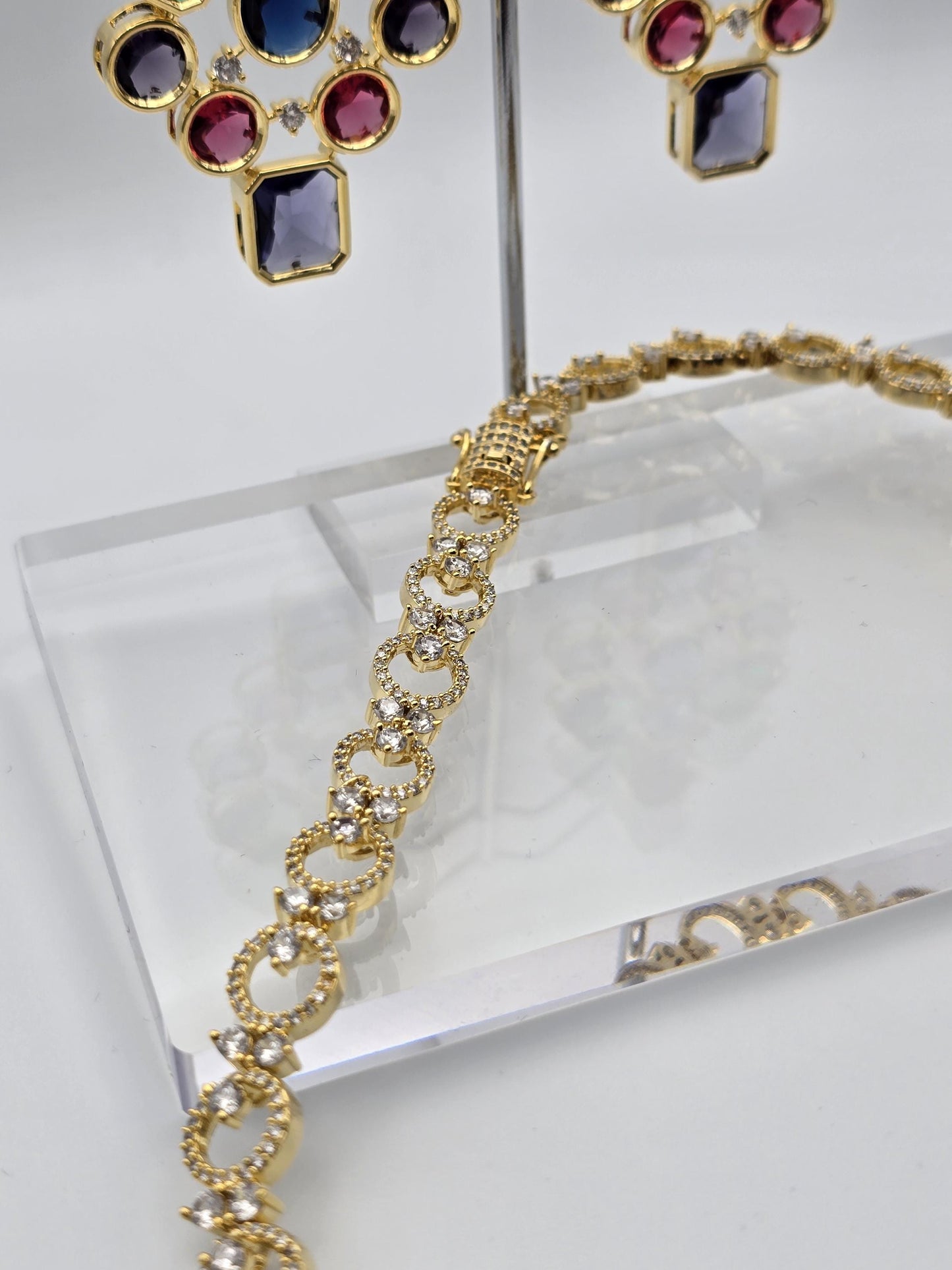 Bvlgiri inspired American diamonds layered necklace set adjustable silver polished premium quality