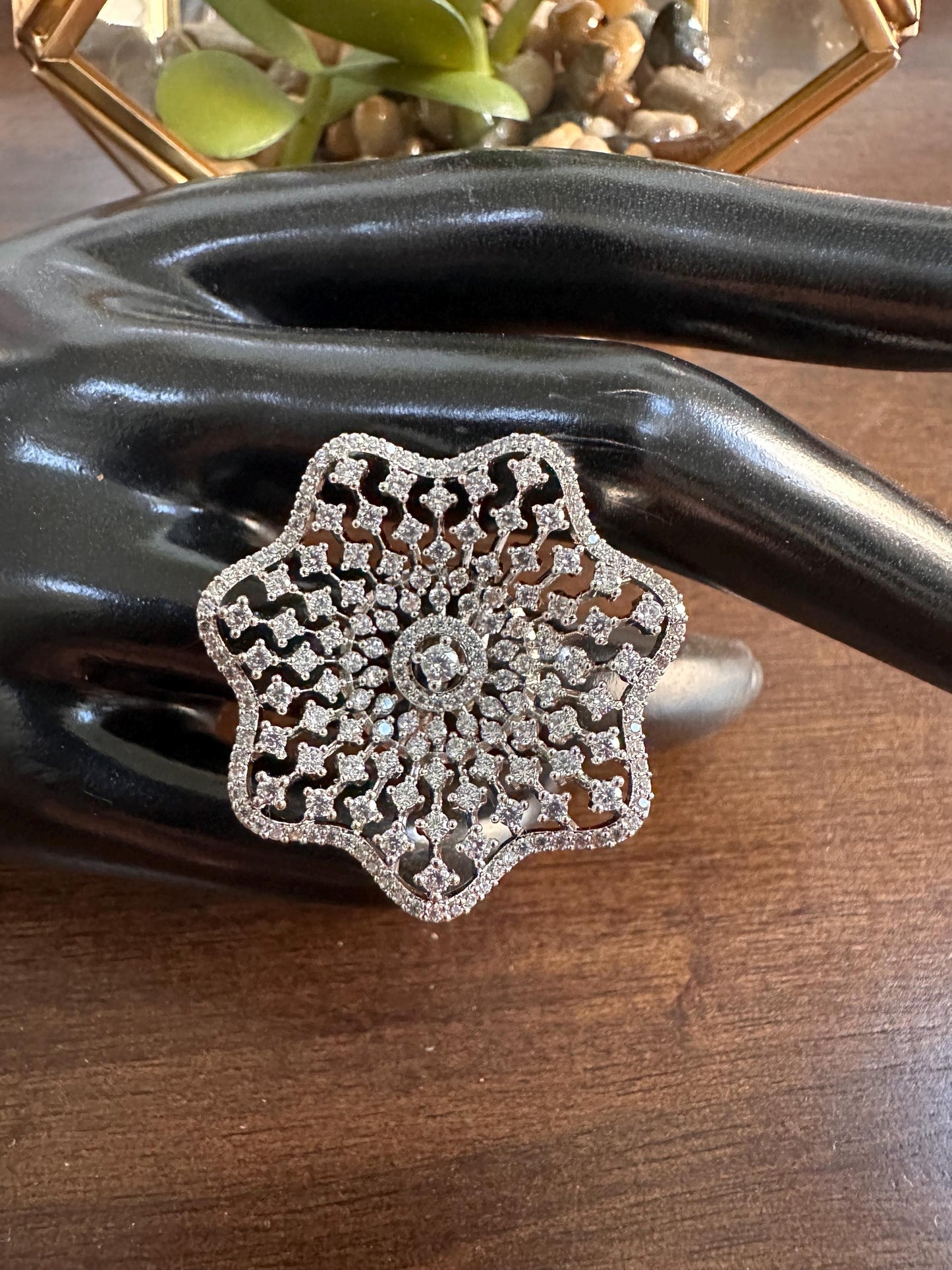 Adjustable finger rings Cubic Zirconia american diamonds kundan polki trendy