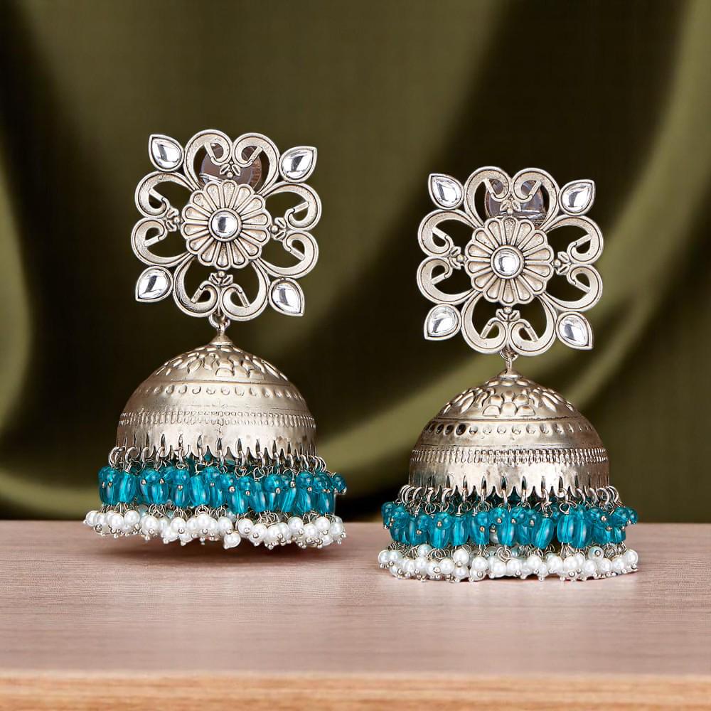 Big trendy lightweight oxidized jhumkas earrings