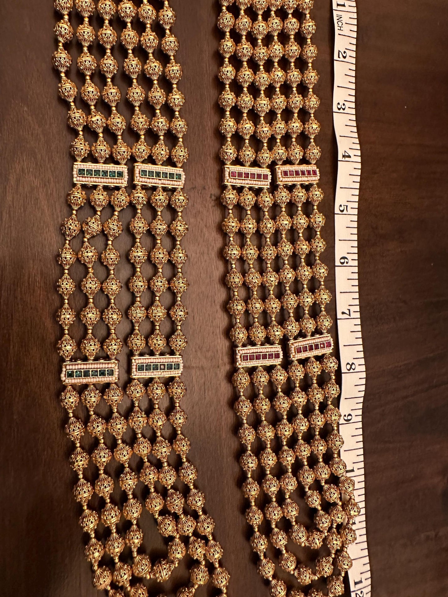 Jadau Long premium necklace with antique gold finished