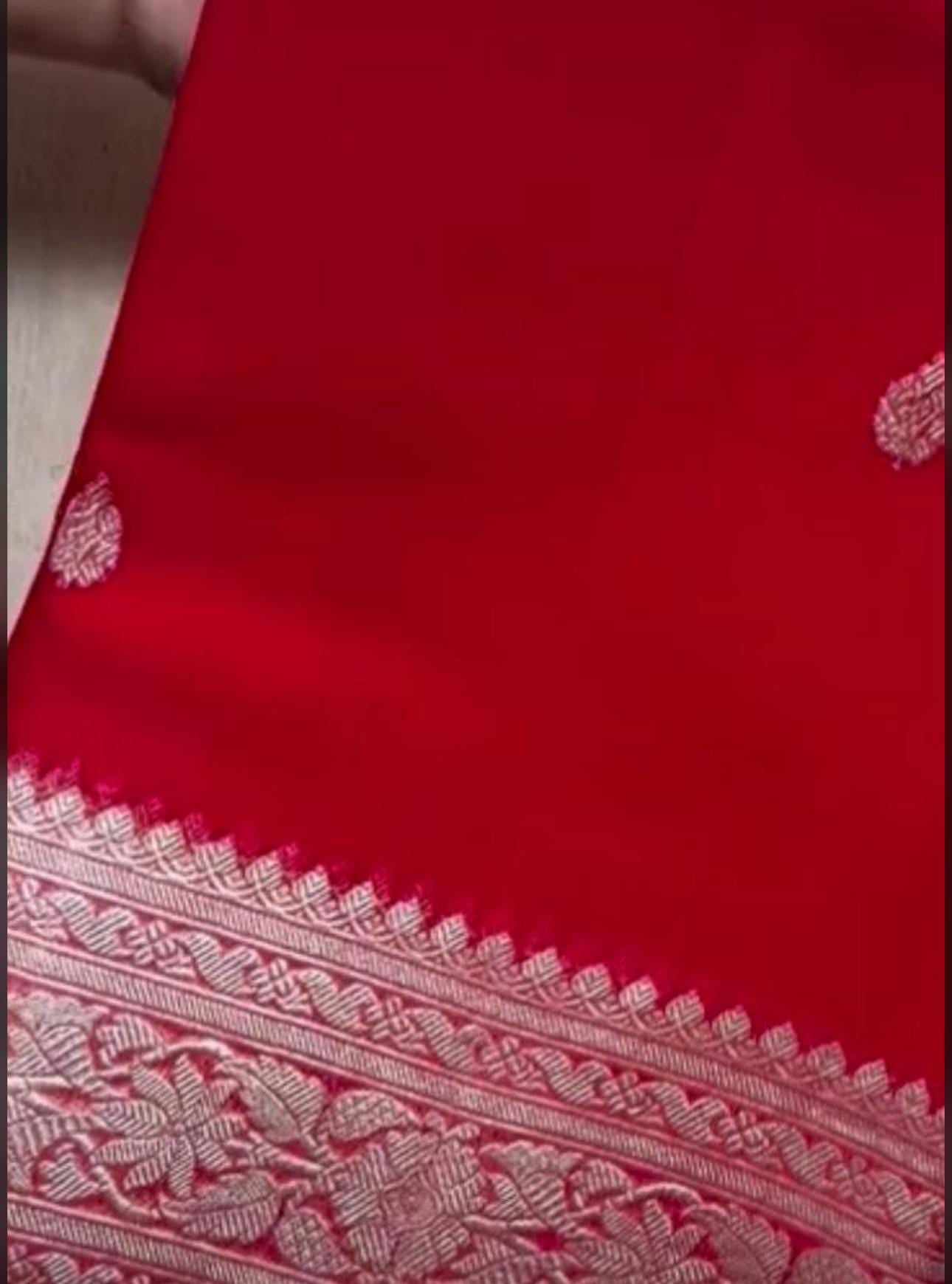 Pure Khadi Chiffon Banarasi Saree with silver water jari
