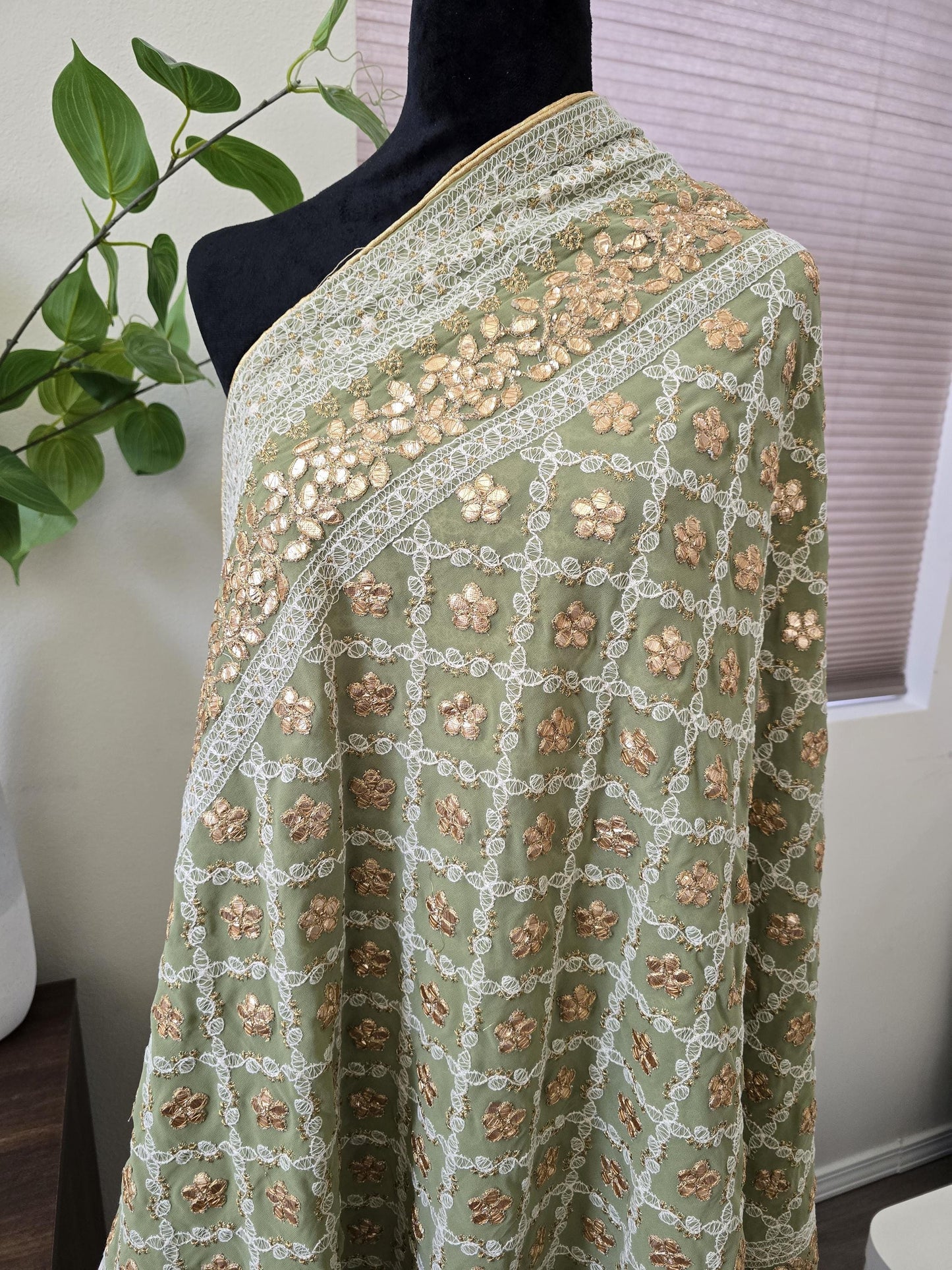 Georgette Lucknowi Work dupatta with Gotta Patti Work trendy elegant classy stole shawl