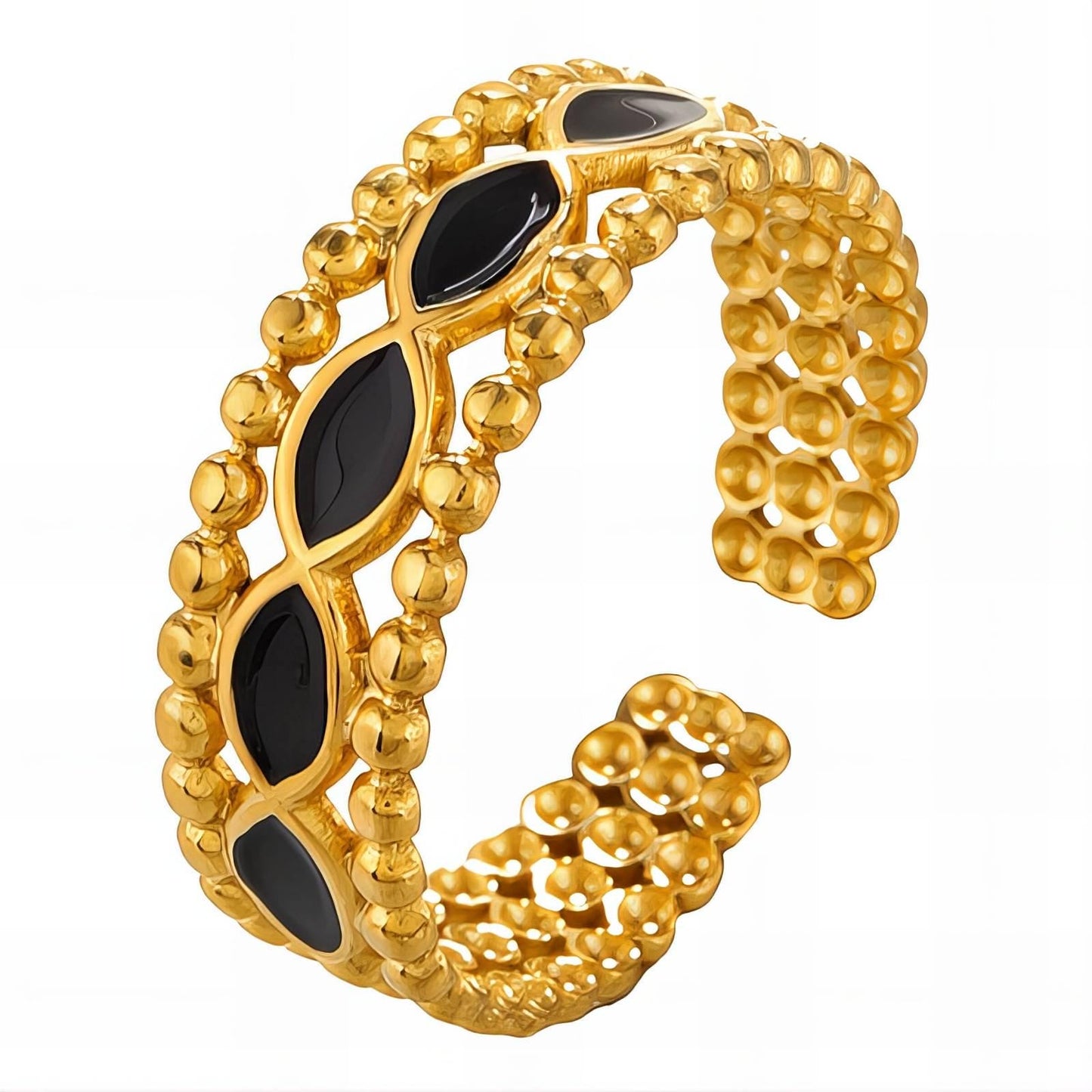 Waterproof 18K plated rings based on stainless steel hypoallergenic